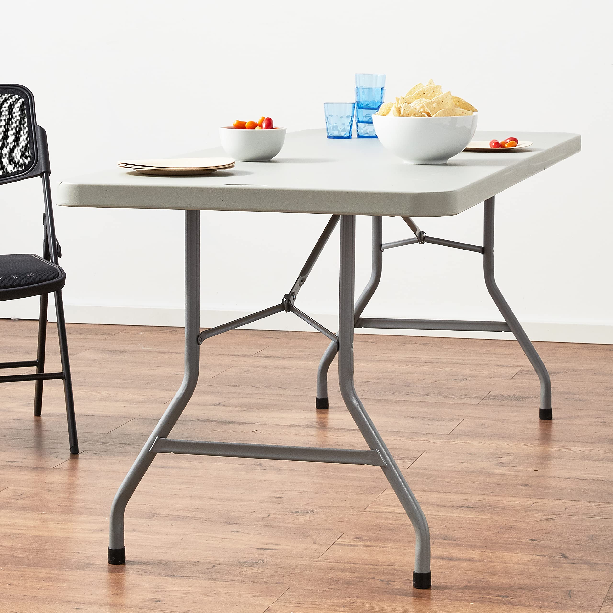 Office Star 6-Foot Light Gray Resin Folding Table - Durable Multipurpose Rectangle Table for Indoor & Outdoor Use | Perfect for Parties, Events, Camping & Home Office