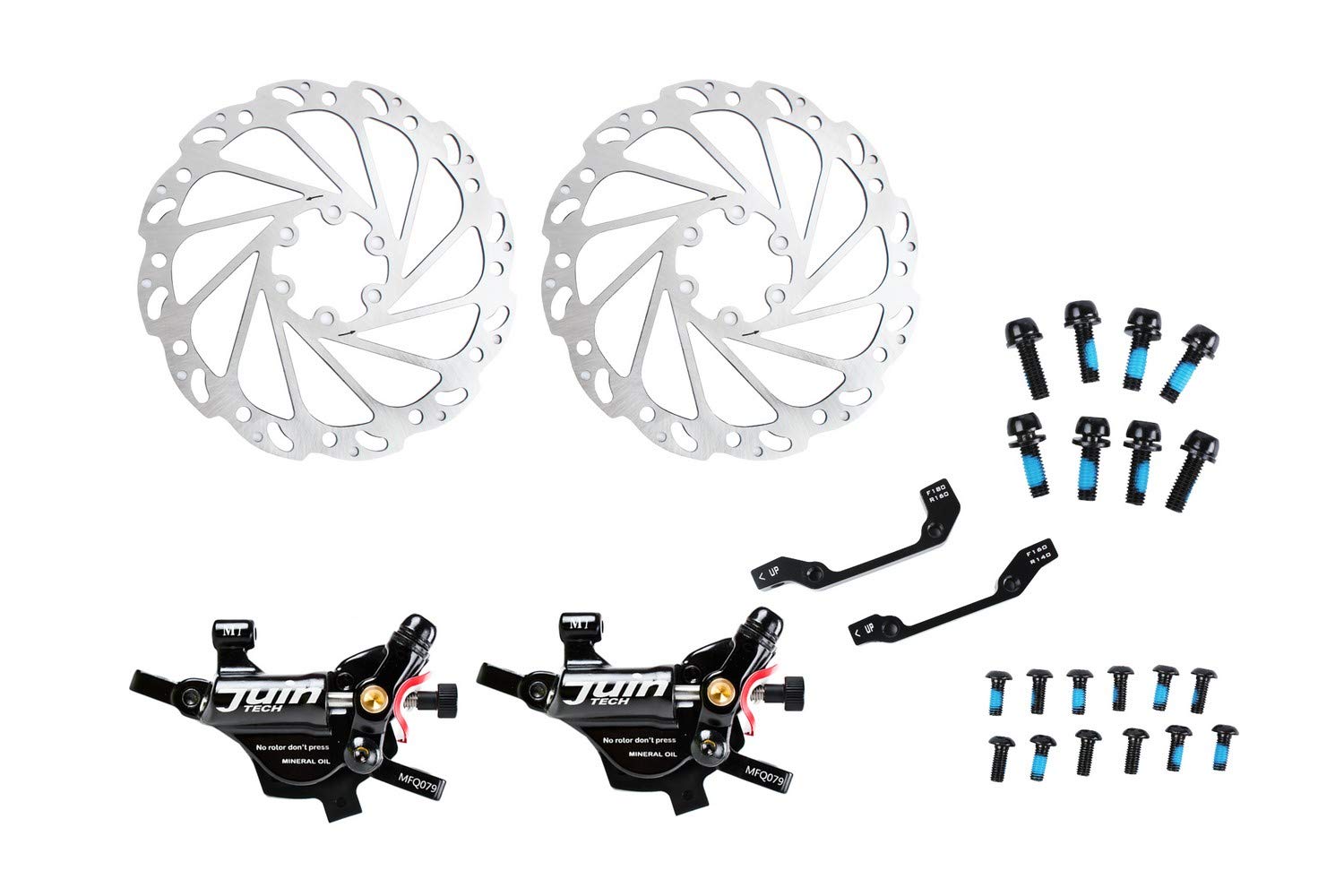 Juin Tech M1 Hybrid Hydraulic Disc Brake Caliper Set - Ultra Powerful Cable Actuated Brakes for Road, Mountain, Cyclocross, Gravel, E-Bike & Folding Bikes | Perfect for Commuting, Trail Riding & Electric Bike Upgrades
