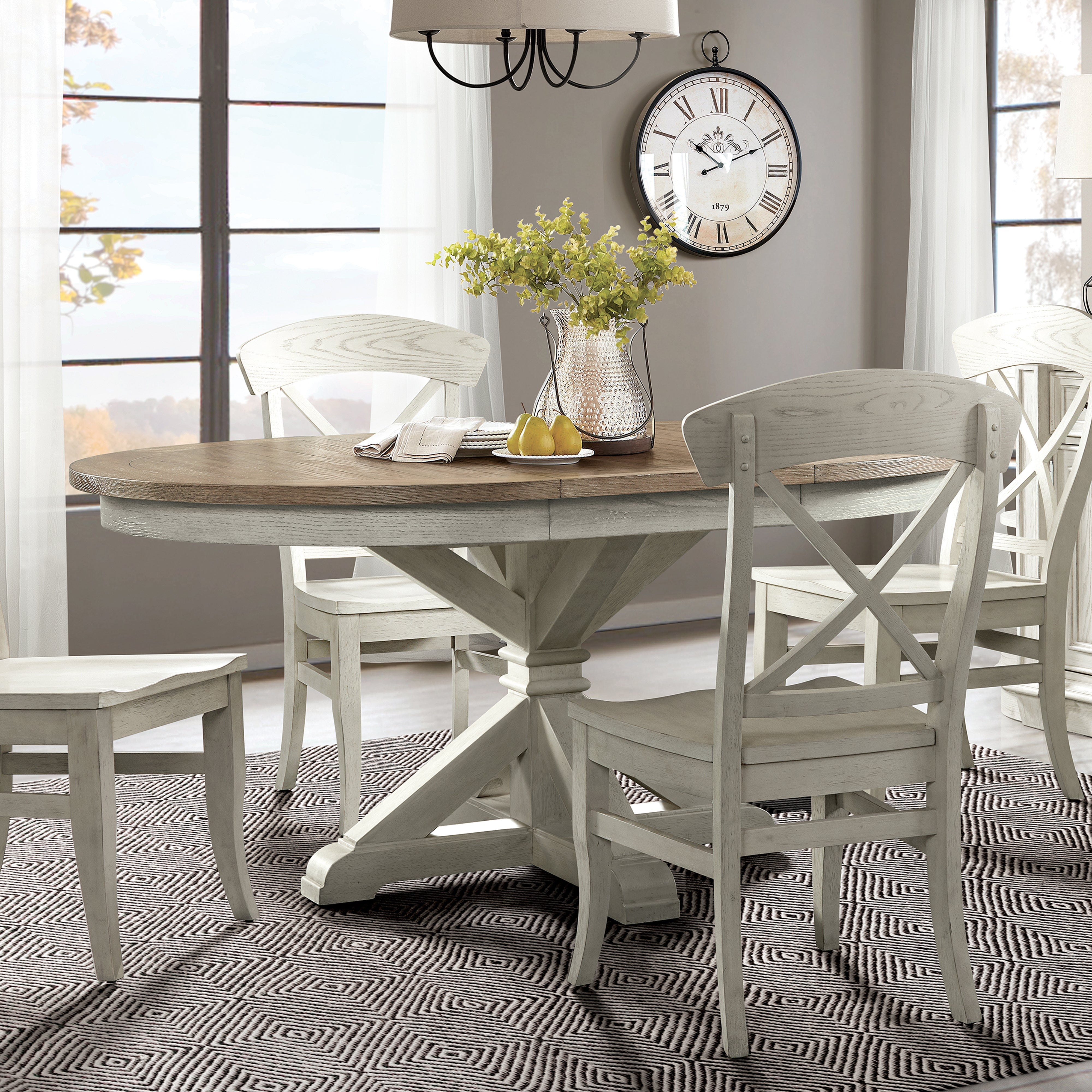 Roundhill Furniture Harola Round Pedestal Dining Table with 18