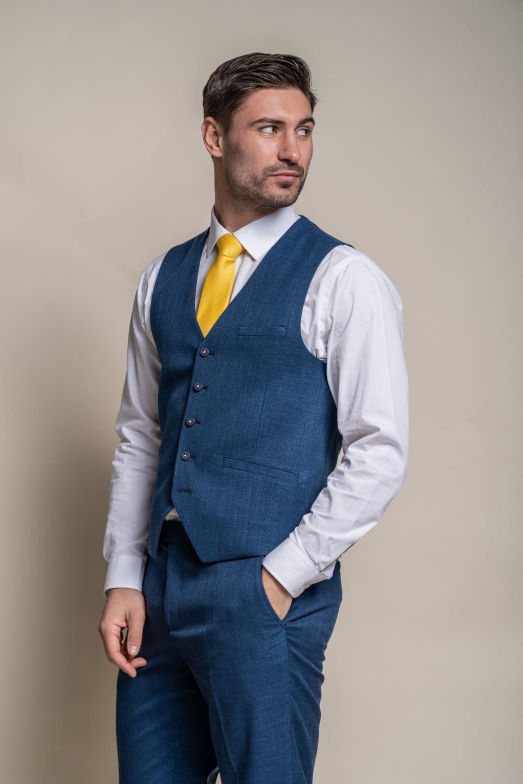 Cavani Miami Men's Slim Fit Blue Waistcoat Vest | Formal & Wedding Attire | Business & Evening Wear