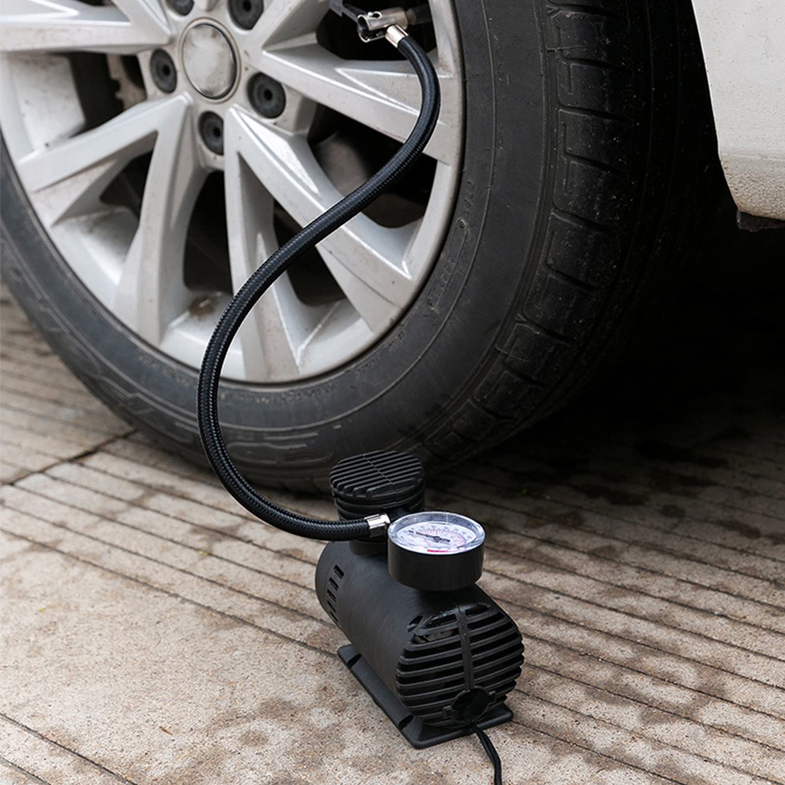 Portable 12V 150PSI Tire Inflator Compressor - Digital Auto Tire Pump with Pressure Gauge & Emergency LED Light for Cars, SUVs, Trucks - Perfect for Road Trips, Emergency Flat Tires & Home Garage Use