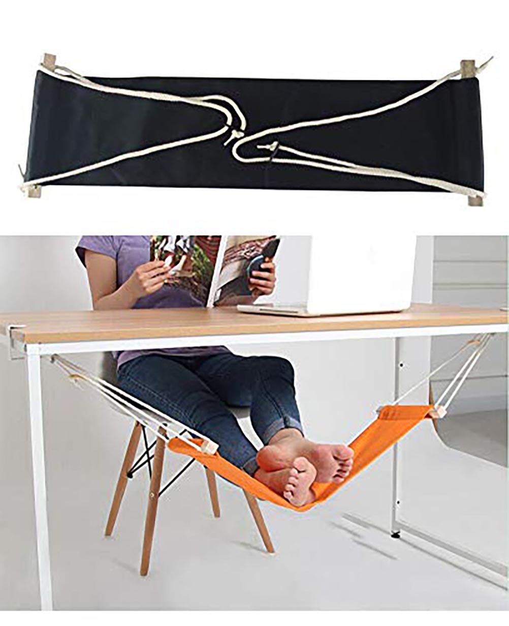 Adjustable Foot Hammock for Under Desk - Portable Office Foot Rest for Home, Work & Travel - Ergonomic Foot Support for Standing Desk, Airplane, Study & Relaxation - Space Saving Black Organizer (Perfect for Home Office, Long Flights & Work from Home Comfort)