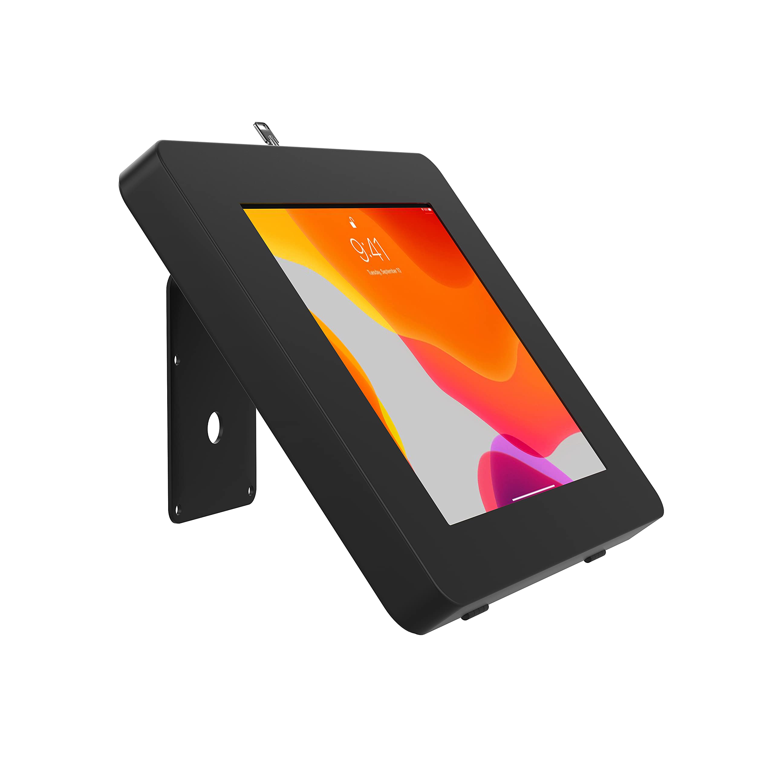 CTA Digital PAD-CURVEB Adjustable Tablet Stand & Wall Mount with Paragon Enclosures - Black | Secure Holder for iPad, Kindle, Samsung Tab | Perfect for Home, Office & Kitchen Use
