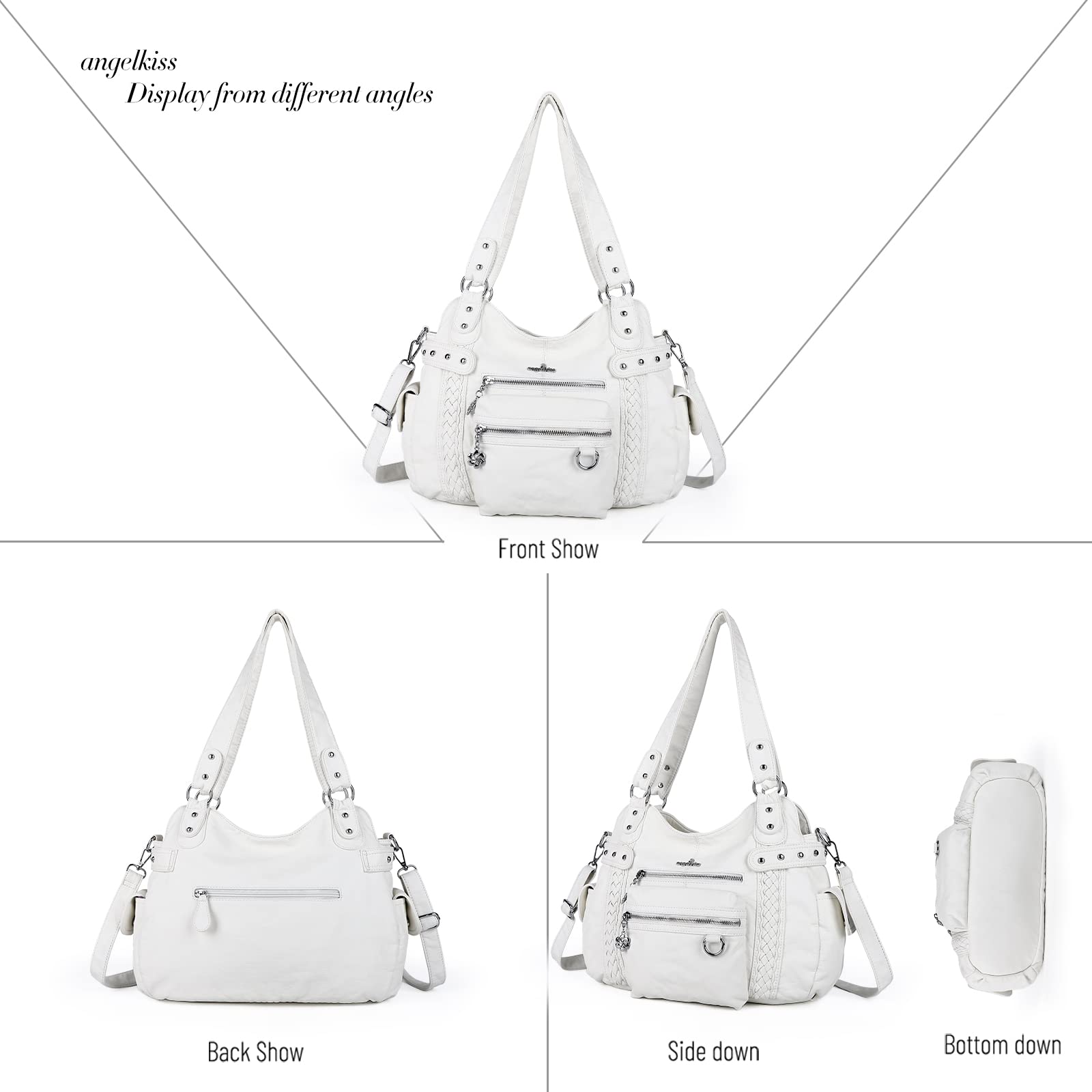 Angel Kiss Hobo Handbags for Women - Soft PU Leather Shoulder Bag, Ladies Purse - Perfect for Work, Travel & Everyday Use