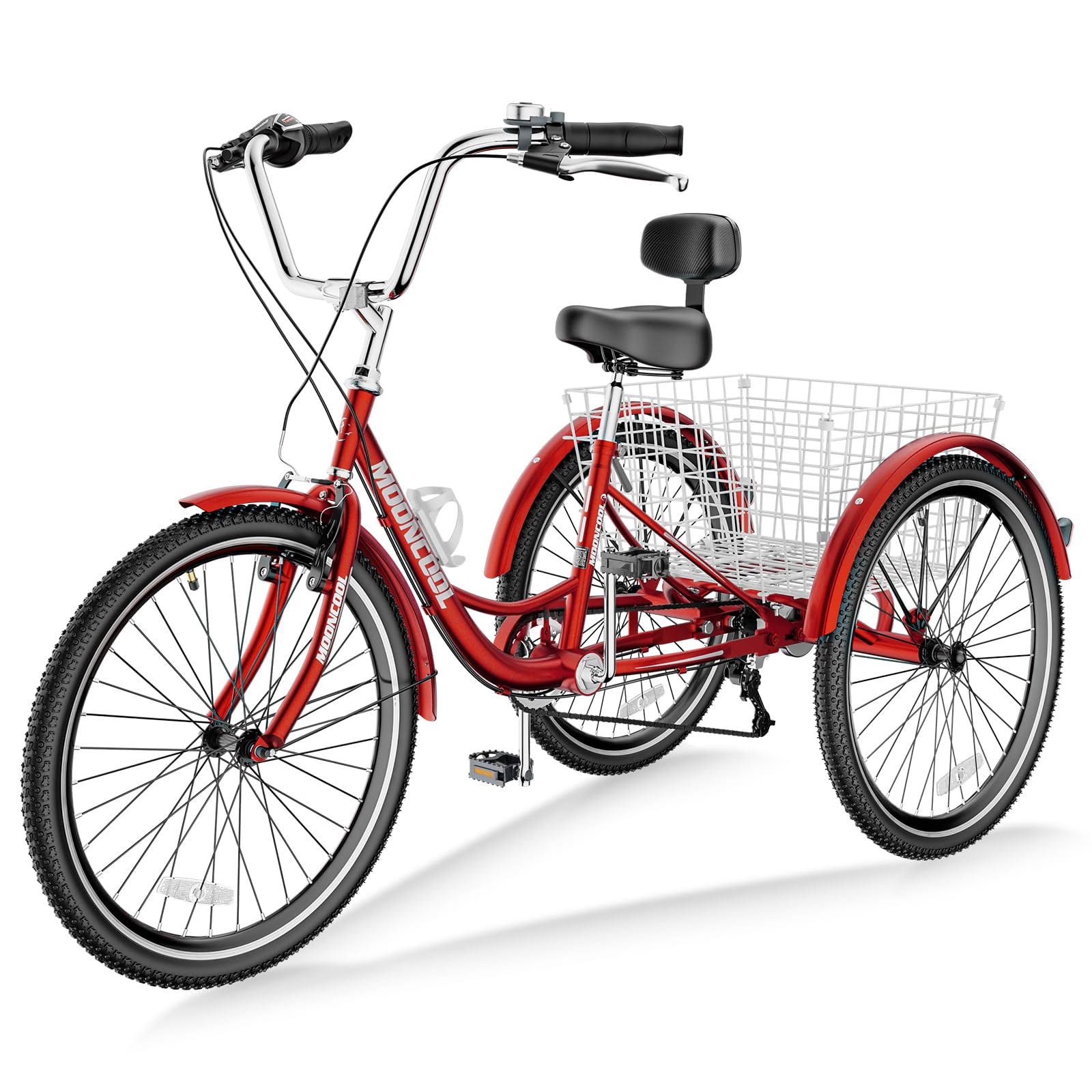 **DoCred Adult Tricycles - 7-Speed 3-Wheel Bikes for Seniors, Women & Men (20/24/26 Inch) with Shopping Basket - Comfortable & Stable Cruiser Trike for Grocery Shopping, Leisure Rides & Outdoor Exercise**