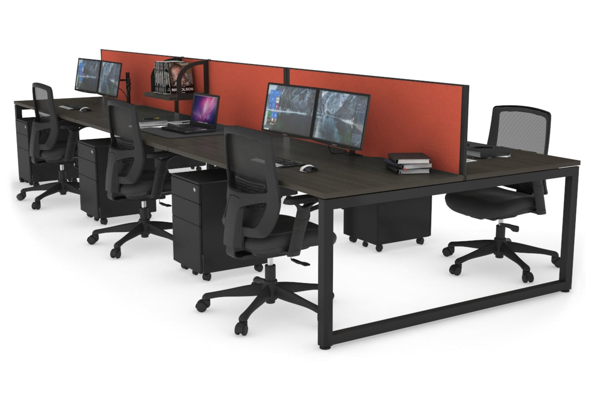 Quadro Loop Legs 6-Person Office Workstation Desk - 1800L x 800W with Cable Management | Modern Collaborative Workspace Solution for Team Projects & Open Office Layouts