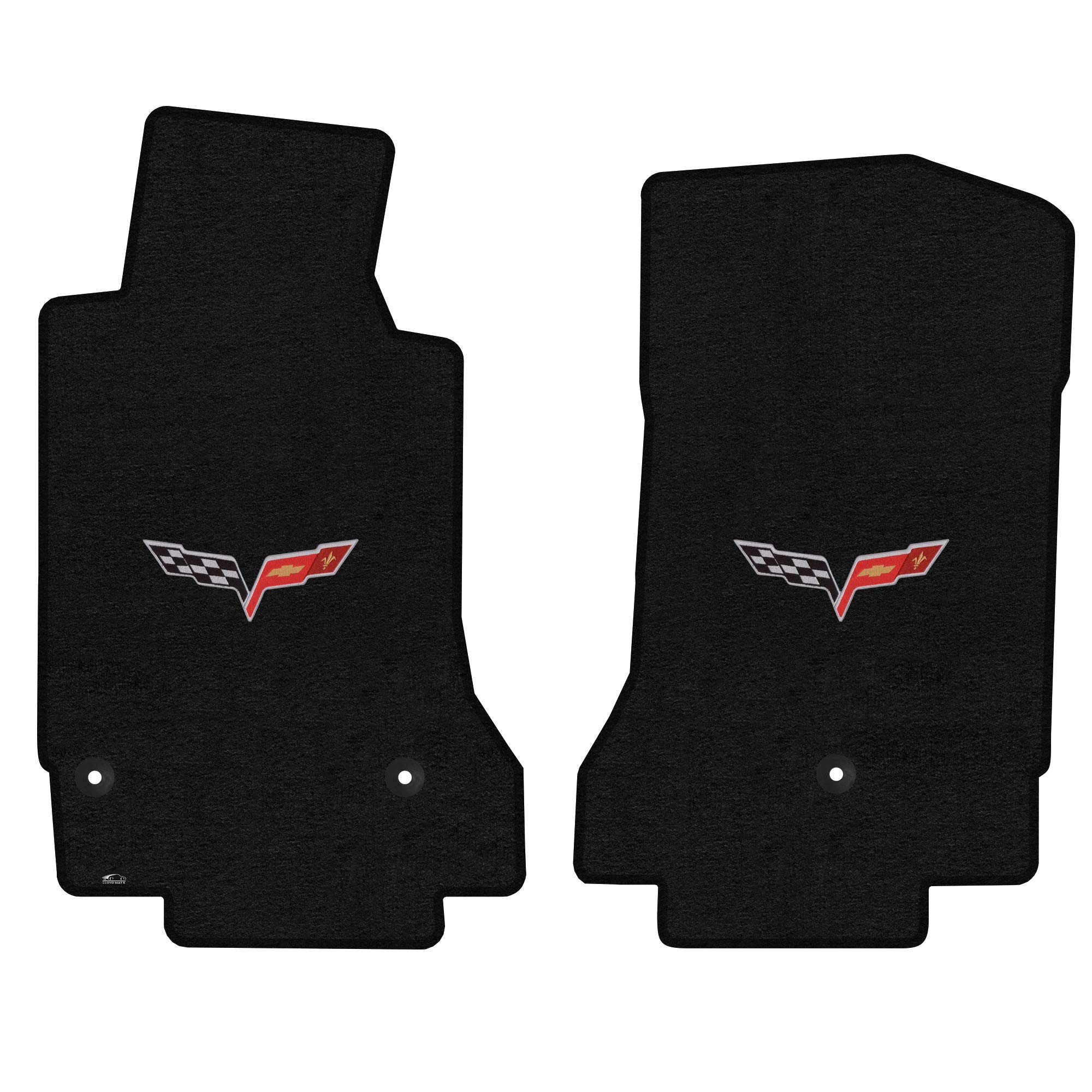 Premium Custom-Fit Carpeted Floor Mats for 2005-2007 C6 Corvette - Luxury Car Floor Liners with Flag Design (Charcoal, Front Mats) | Perfect for Daily Commute & Road Trips