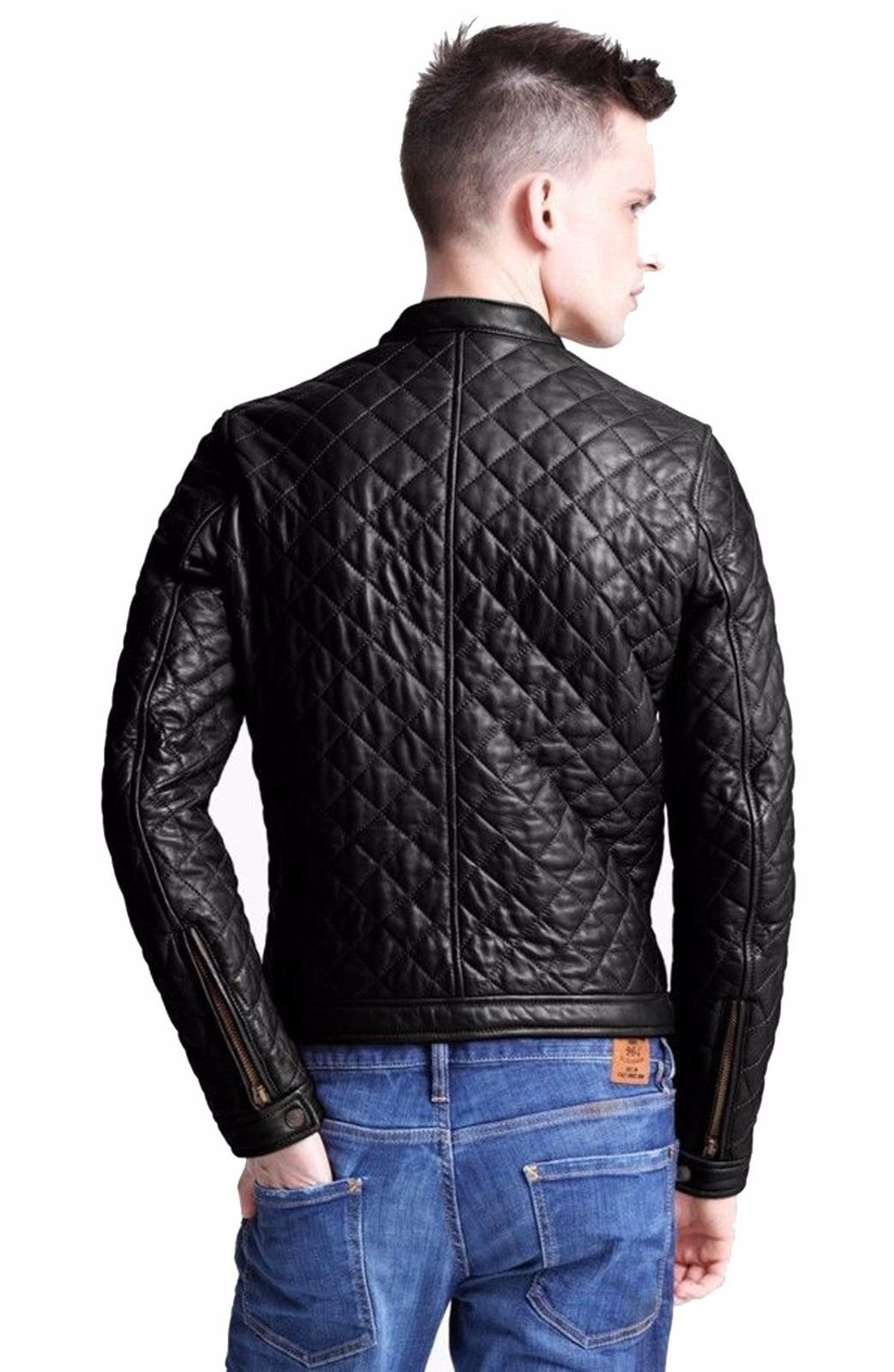 Men's Distressed Leather Motorcycle Jacket - Stylish Biker Bomber Zipper Jacket for Riding & Casual Wear | Black Outerwear