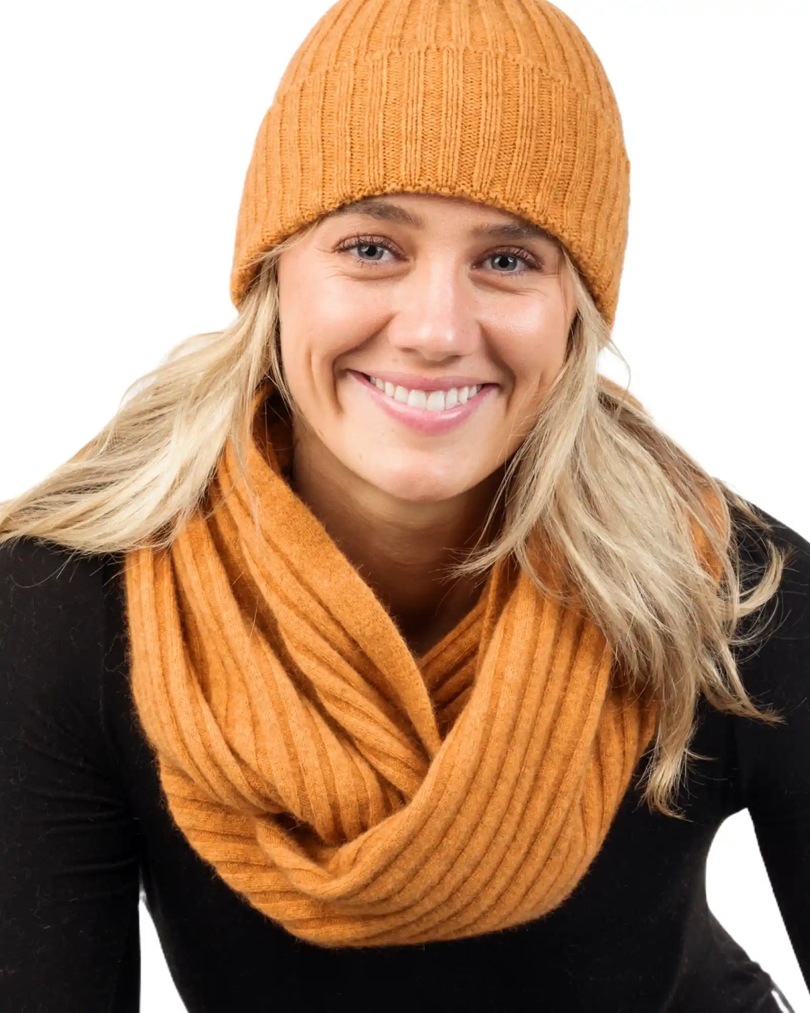 NX861 Soft Ginger Ribbed Loop Scarf - Cozy Winter Neck Warmer for Women & Men | Perfect for Cold Weather, Outdoor Activities & Fashion Accessory