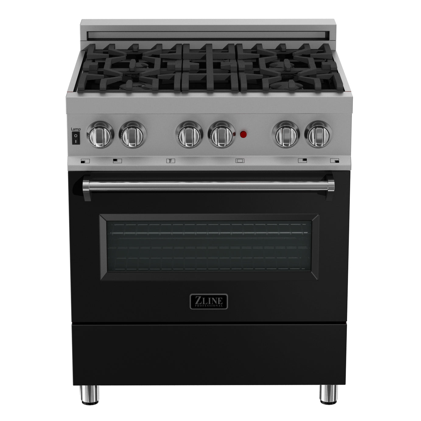 ZLINE 30-Inch 4.0 cu. ft. Dual Fuel Range with 4-Burner Gas Cooktop & Electric Convection Oven - Satin Stainless Steel & Black Matte Door (RAS BLM 30) - Perfect for Modern Kitchens, Home Chefs & Professional Cooking