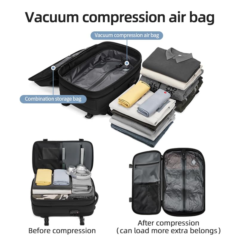 Men's Travel Backpack with Vacuum Compression - Large Capacity 17 Inch Laptop Backpack for Hiking & Business (Black) | Perfect for Commuting, Air Travel and Outdoor Adventures