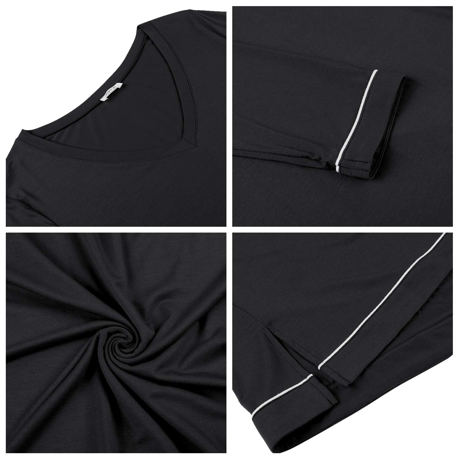 Joyaria Women's Soft Bamboo Viscose Long Sleeve Nightgown - Breathable V-Neck Sleep Shirt for Women, Comfortable Sleepwear Sizes S-XXL - Perfect for Relaxing at Home, Lounging & Overnight Comfort