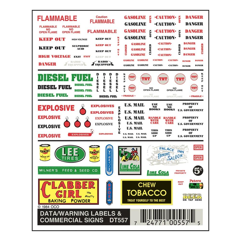 Woodland Scenics Dry Transfer Decals - Warning Signs for Model Railroads