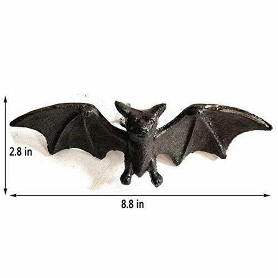 Halloween Bat Cast Iron Wall Art - Gothic Outdoor Decor for Patio, Garden & Halloween Party Decorations | Spooky Home & Yard Decoration
