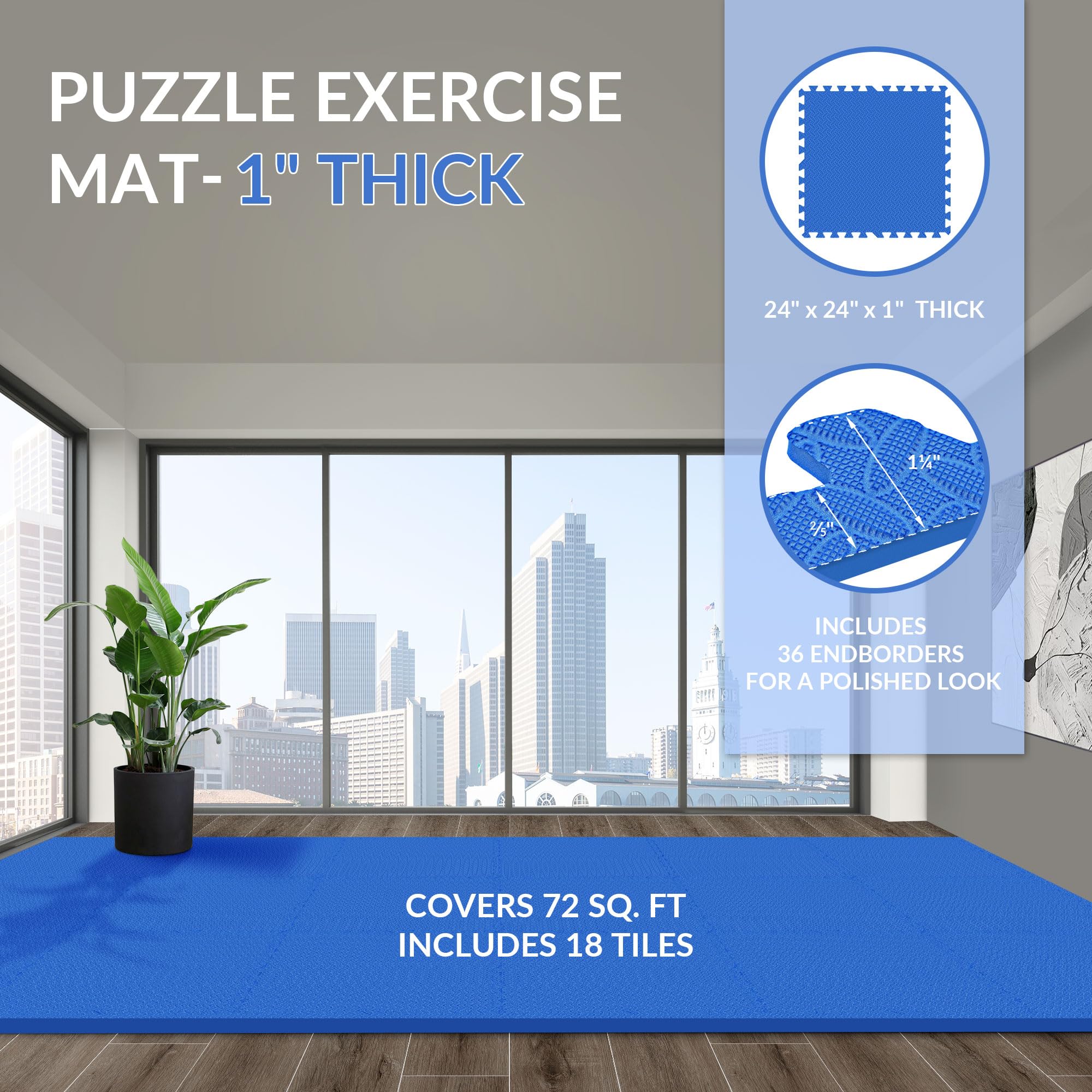 Signature Fitness EVA Foam Interlocking Puzzle Exercise Mat - Non-Slip Flooring for MMA, Yoga, Gymnastics & Home Gym - Multiple Sizes - Perfect for Workouts, Playrooms & Garage Gyms