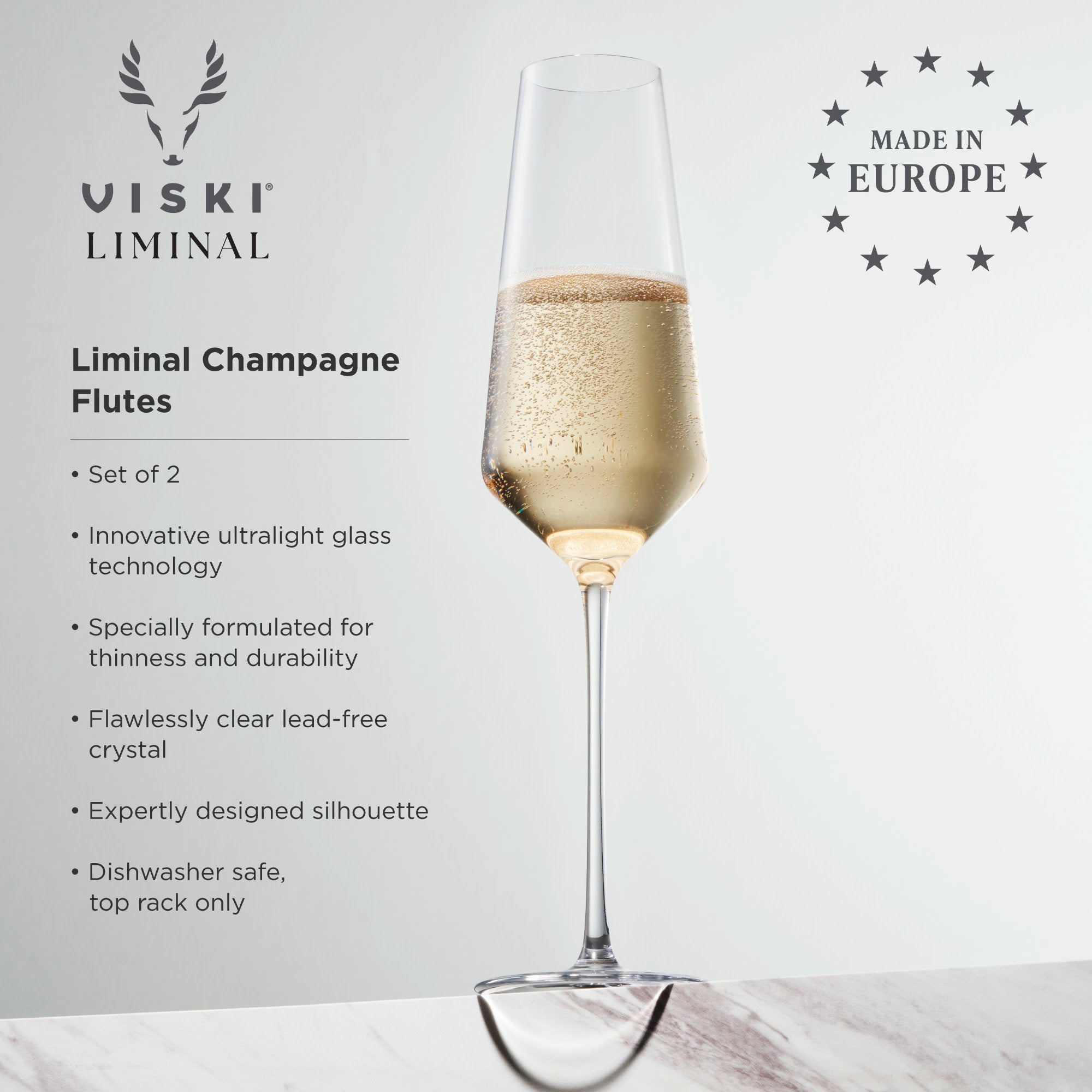 Premium Liminal Champagne Flutes Set of 2 - Elegant Crystal Glassware for Weddings, Parties & Romantic Celebrations - Perfect for Toasting, Anniversaries & Special Occasions