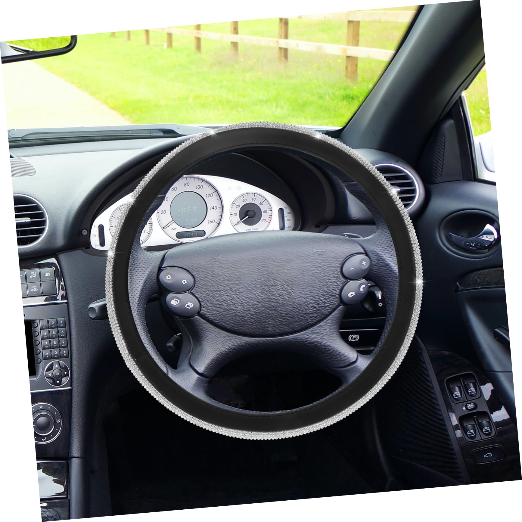 Gatuida Rhinestone Steering Wheel Cover for Women - Universal Fit, Non-Slip, Comfortable & Easy to Install - Protects Car Wheel from Scratches & Wear - Perfect for Daily Commute, Road Trips & Luxury Car Interiors