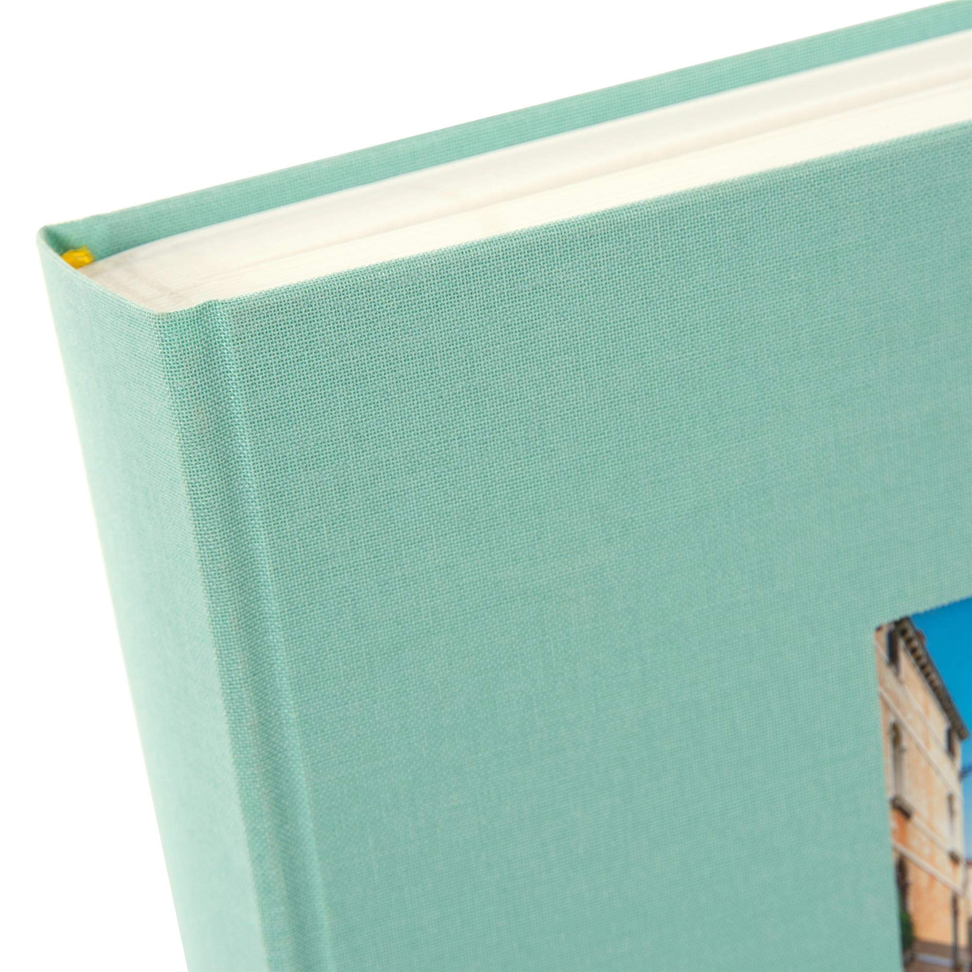 Bella Vista Premium Linen Photo Album 10x10 Inches Aqua Blue - Perfect for Wedding, Baby, and Travel Memories Scrapbooking
