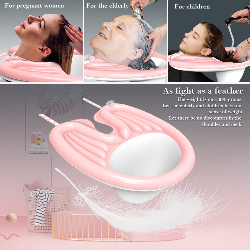 Portable Inflatable Shampoo Bowl - Lightweight Hair Washing Basin with Drain Tube for Elderly, Disabled & Bedridden - Perfect for Home Care, Salon & Hospital Use