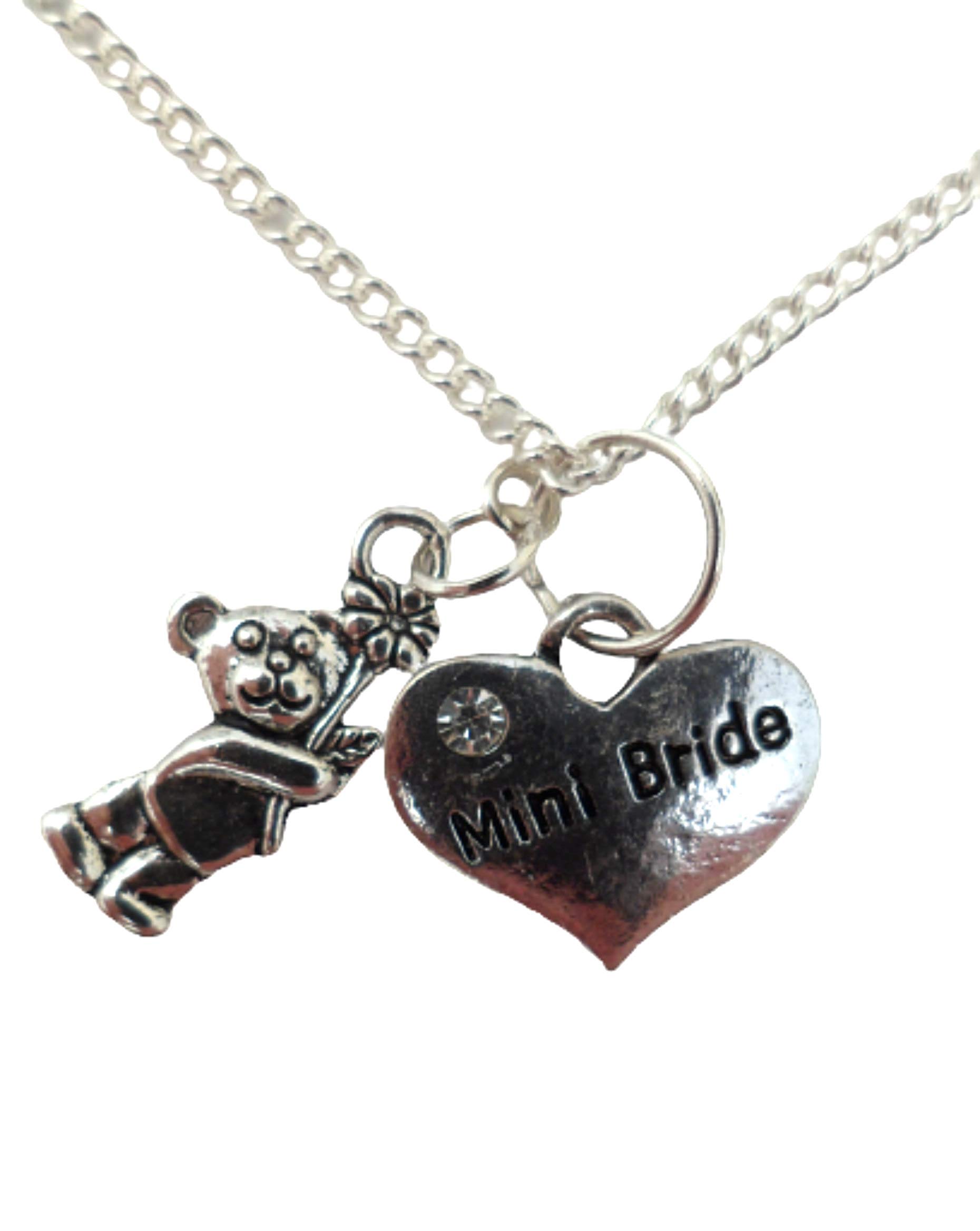 Sterling Silver Plated Mini Heart Pendant Necklace with Gemstone Charm - Perfect for Bridal Jewelry, Wedding Gifts & Romantic Occasions