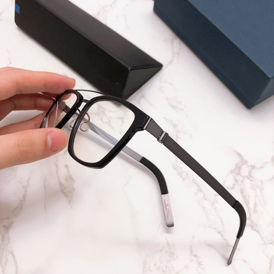 Aimee Men's Full Rim Square Double Bridge Titanium Acetate Eyeglasses Frame 4507 - Lightweight & Durable for Work, Reading & Everyday Use