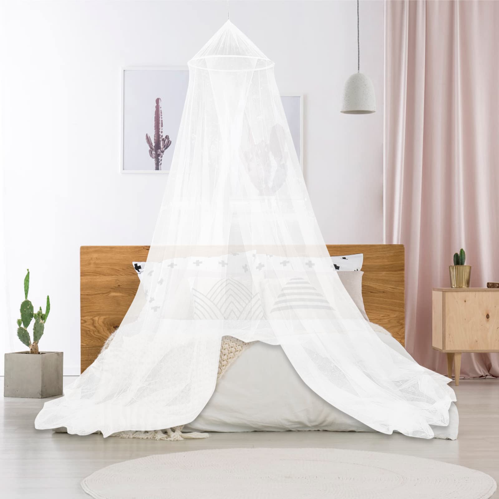Baby Bed Canopy Mosquito Net - White Circular Crib Netting for Toddler, Kids & Full Size Beds - Breathable Hanging Dome Canopy for Nursery, Girls Room & Bedroom Decor (Perfect for Nursery, Daycare & Travel Use)