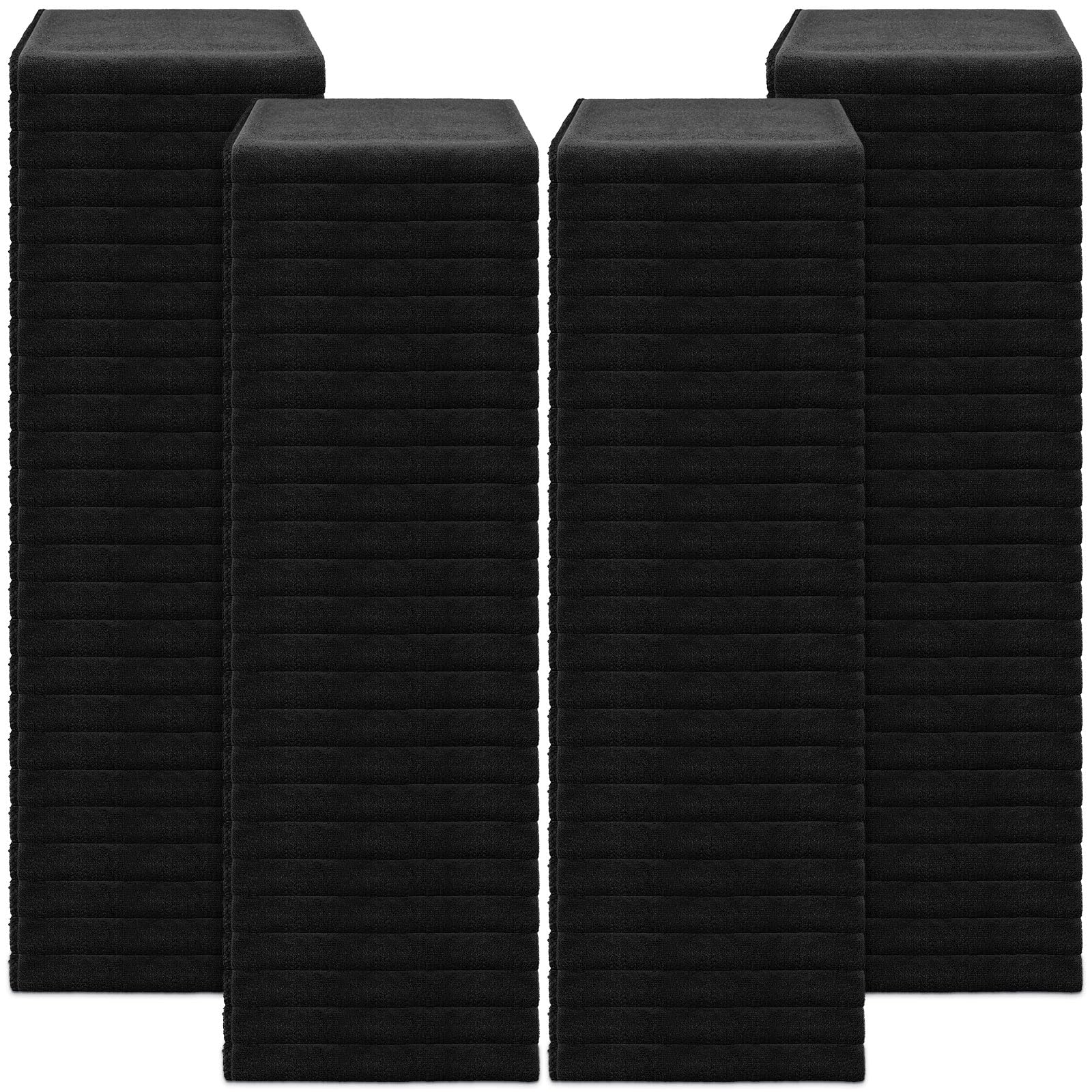 100-Piece Large Black Microfiber Salon Towels Bulk - 16