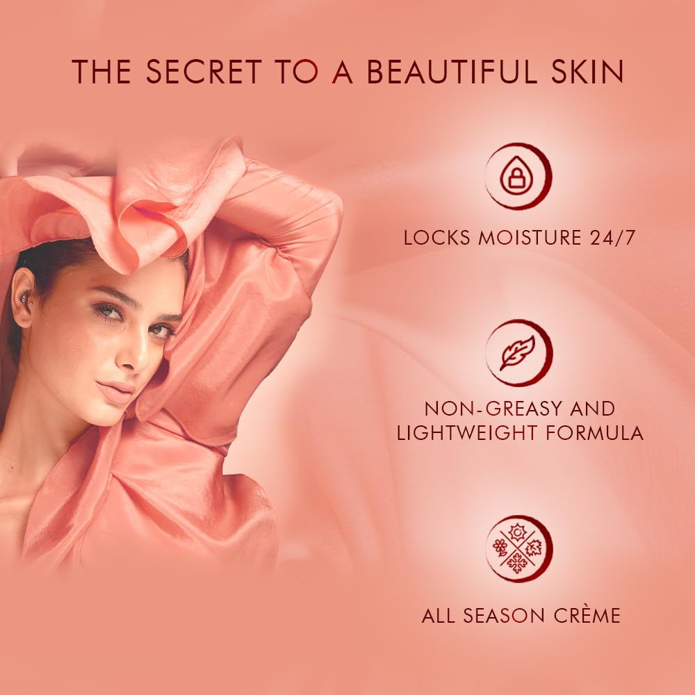 LAKMÉ Peach Milk Soft Crème Moisturizer - Lightweight 24-Hour Hydrating Face Cream for Dry Skin, 50g | Day & Night Moisturizer for Glowing Skin