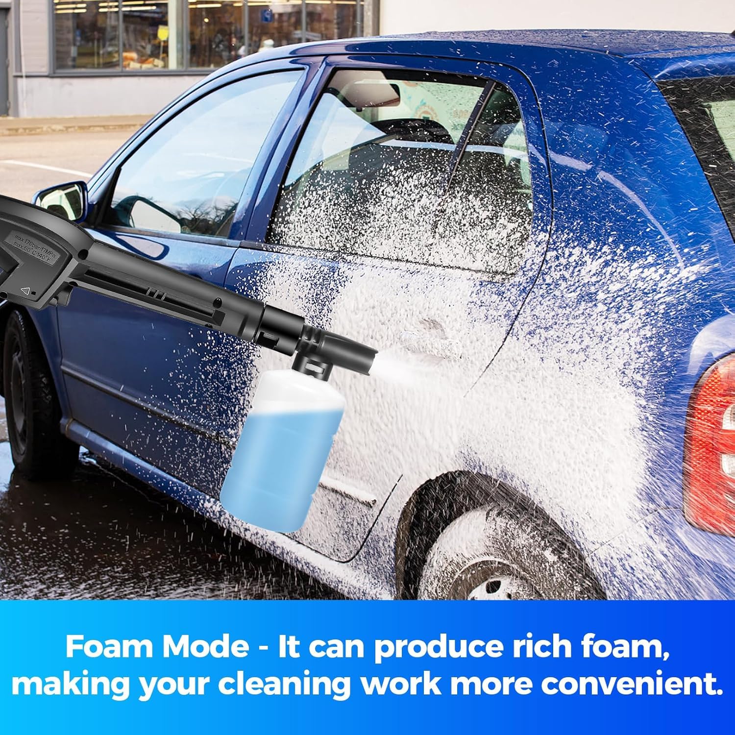 4800 PSI Electric Pressure Washer - 4.0GPM High Power Washer with 33ft Hose, 4 Nozzles & Detergent Tank - Ideal for Cars, Driveways, Patios & Outdoor Cleaning (2024 Upgraded Blue Model)