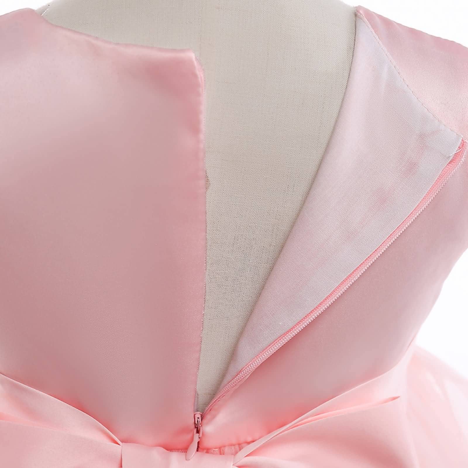 Gualiy Girls Prom Dress for Special Occasions, Pink Embroidered Tulle Dress with Tie Waist for Ages 4-10 Years - Perfect for Birthday Parties, Weddings & Formal Events