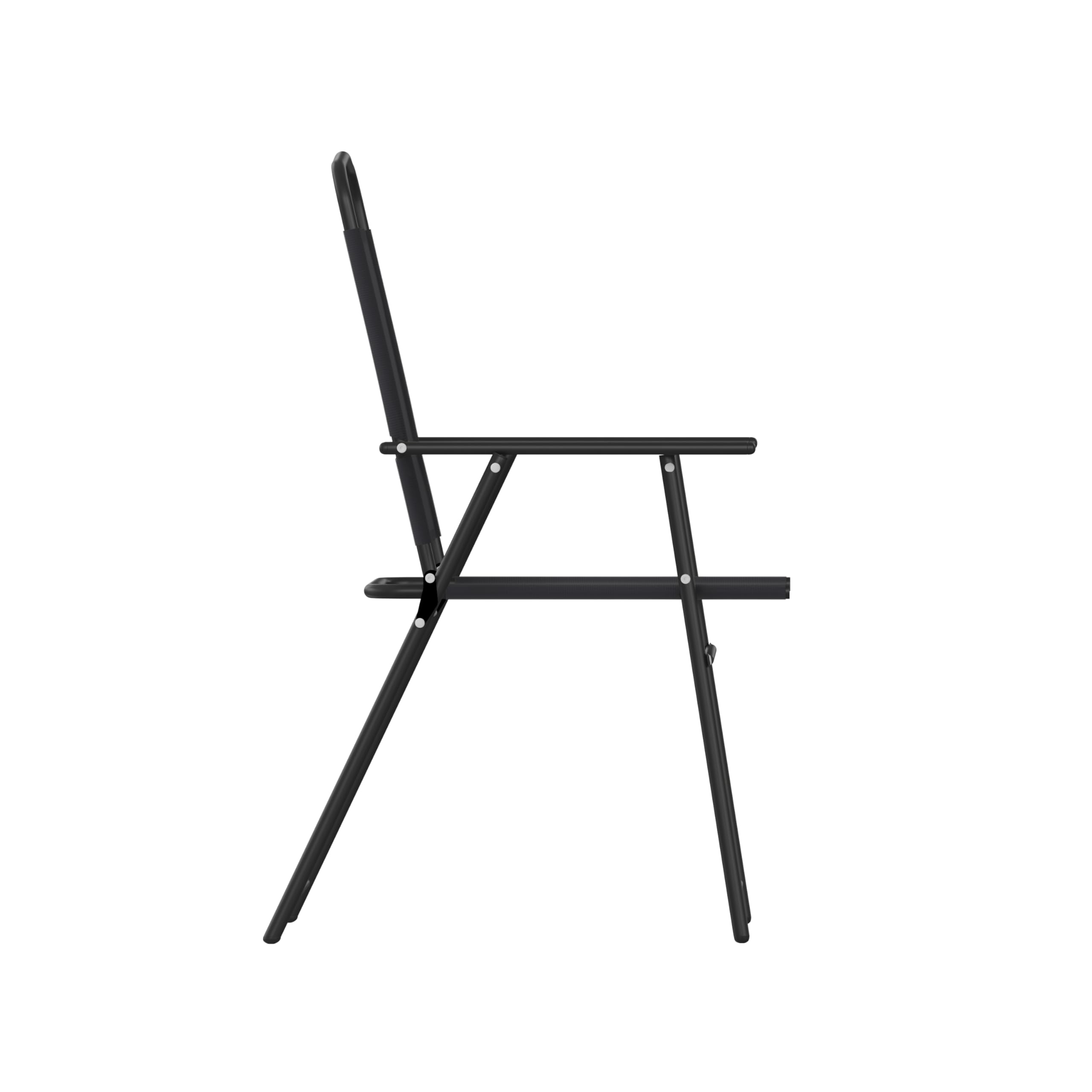 Folding Patio Sling Chairs - Set of 4 Outdoor Textilene Lawn Chairs with Armrests, Durable & Comfortable for Backyard, Poolside, Garden, and Patio Relaxation