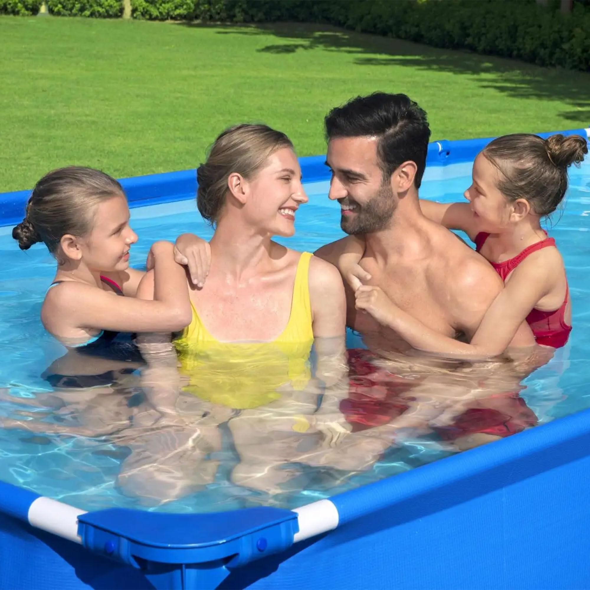 Bestway Steel Pro 13ft x 32in Rectangular Above Ground Outdoor Pool - Heavy Duty Steel Frame & Vinyl Liner - 1,506 Gallon Capacity - Perfect for Backyard Fun, Family Gatherings & Summer Cooling - Blue