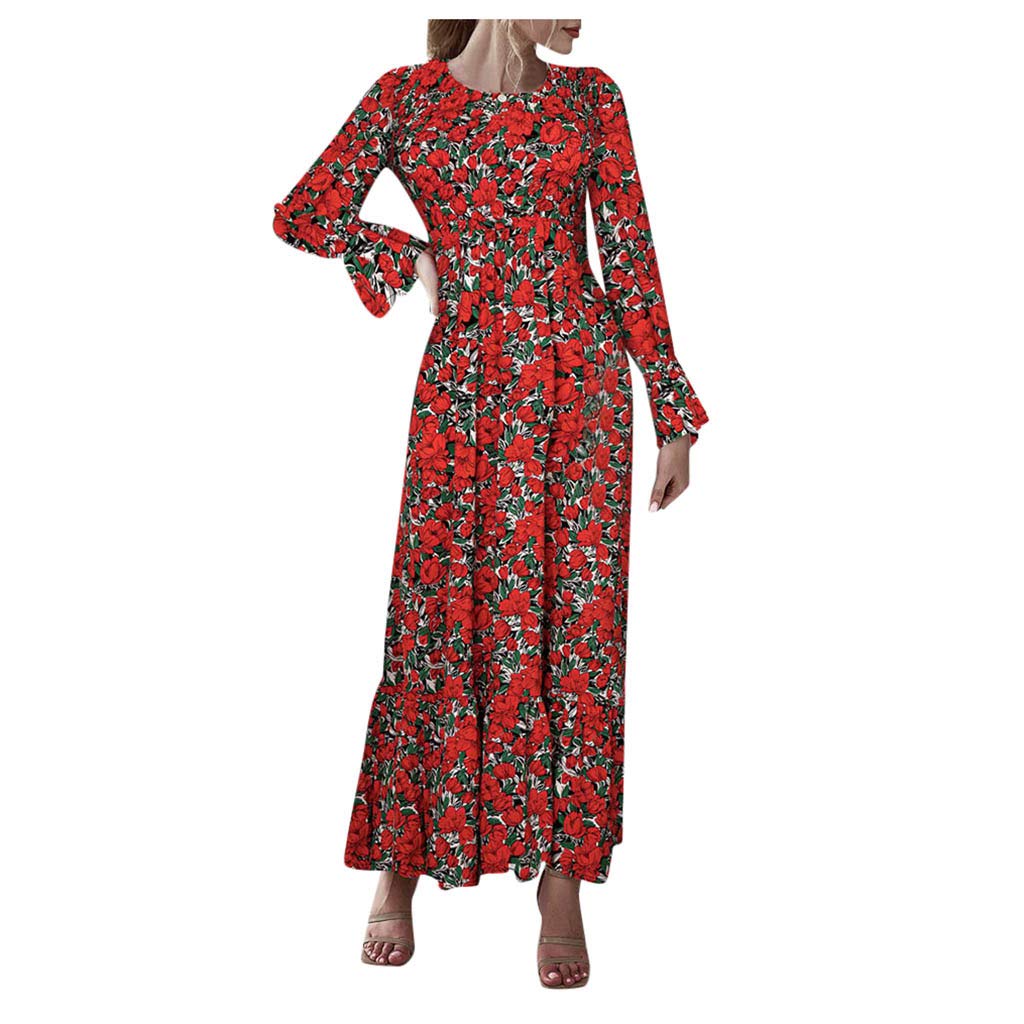 Long Boho Evening Dress for Women - Printed Floral & Dot Sleeveless Sundress, Formal Fishtail Gown | Perfect for Weddings, Parties & Special Occasions