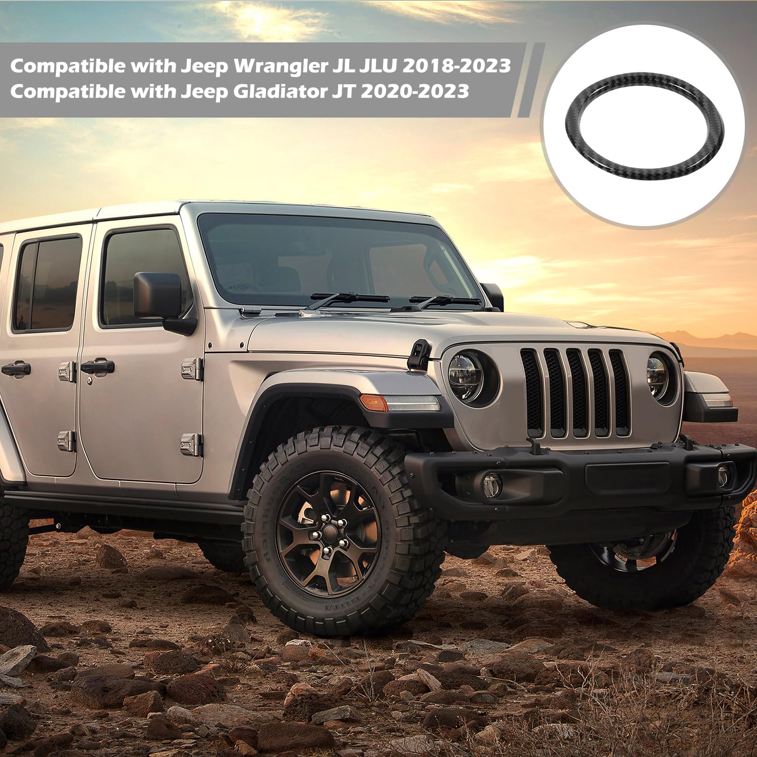 Carbon Fiber Dash Air Vent Covers for Jeep Wrangler JL/JLU & Gladiator JT (2018-2023) - 4pc Interior Trim Stickers | Upgrade Your Ride's Style & Protection | Perfect for Off-Roading & Daily Driving