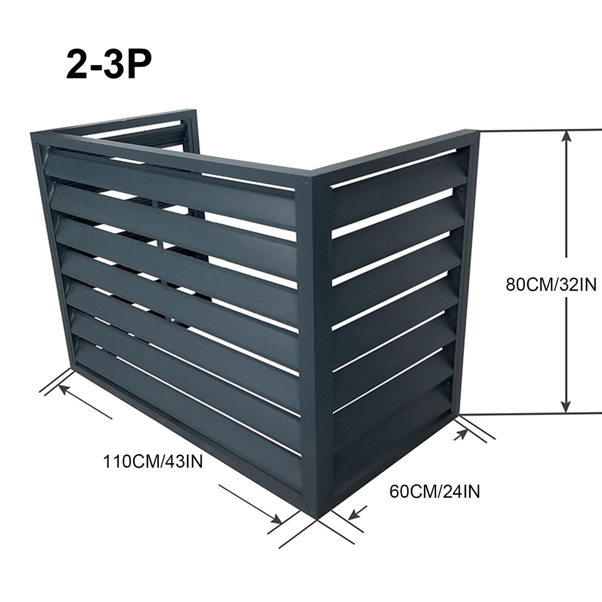 Aluminum Air Conditioner Cover Fence for Outdoor Units - Freestanding Privacy Screen Panel to Hide Mini Split Condenser (Gray, 3-Pack) - Perfect for Indoor/Outdoor Use in Backyards, Patios & Commercial Spaces