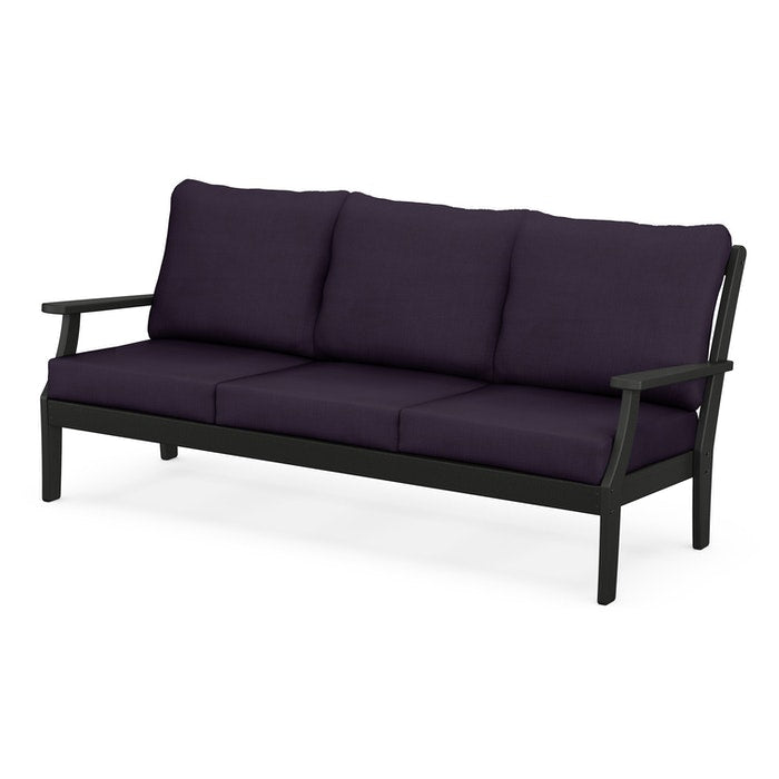 POLYWOOD Braxton Deep Seating Outdoor Sofa - All-Weather Wicker Patio Furniture Set for Backyard, Poolside & Garden Relaxation