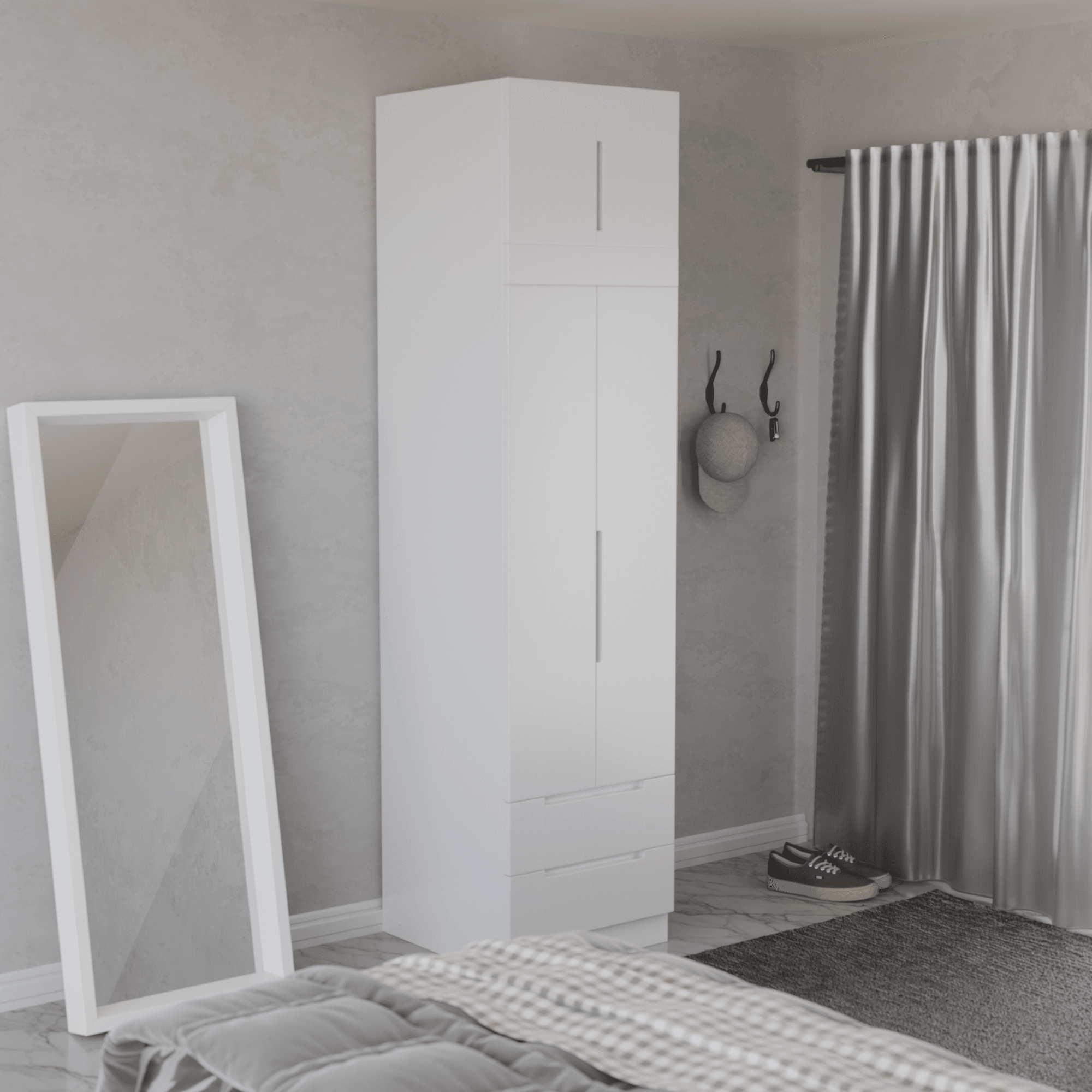 Harris 2 Door Open Wardrobe with Top Shelf - Modern Closet Organizer for Bedroom, Living Room & Entryway Storage