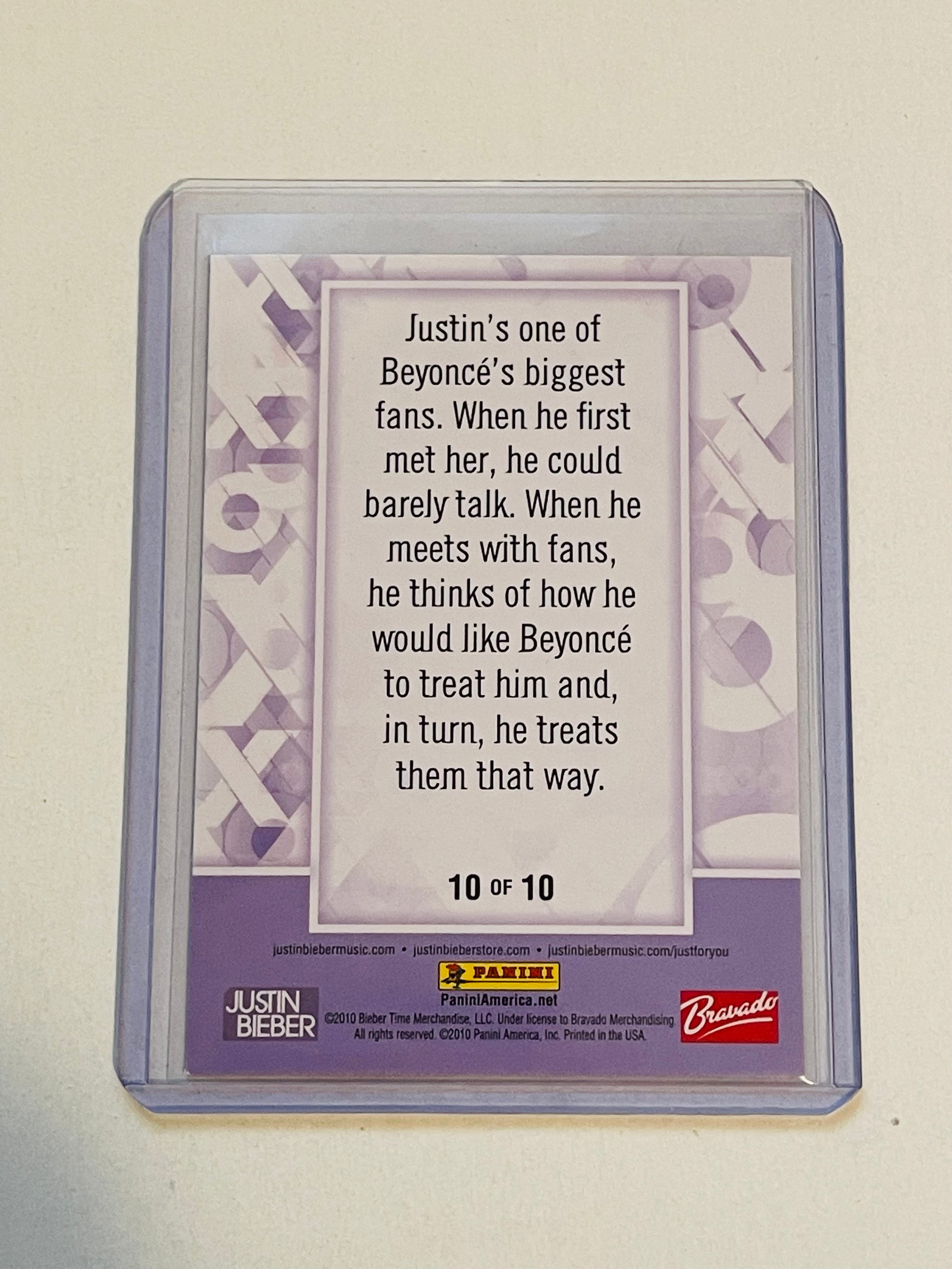 Justin Bieber #10 Rare Foil Insert Trading Card 2010 - Perfect for Collectors, Fans, and Card Game Enthusiasts