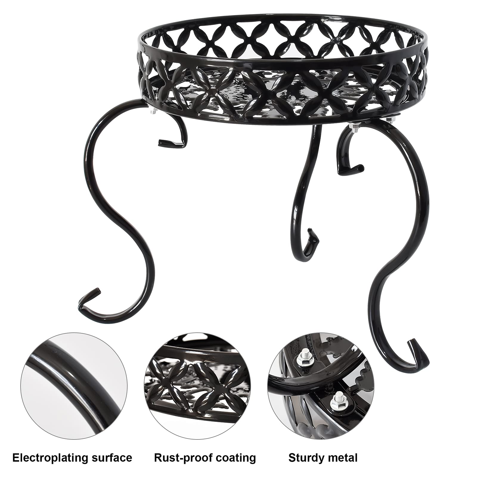 TLBTEK 2-Pack Metal Round Plant Stands - Indoor & Outdoor Modern Flower Pot Holder Rack for Home Decor, Kitchen, Patio, Garden, Balcony, Bedroom - Perfect for Displaying Succulents, Herbs and Small Plants
