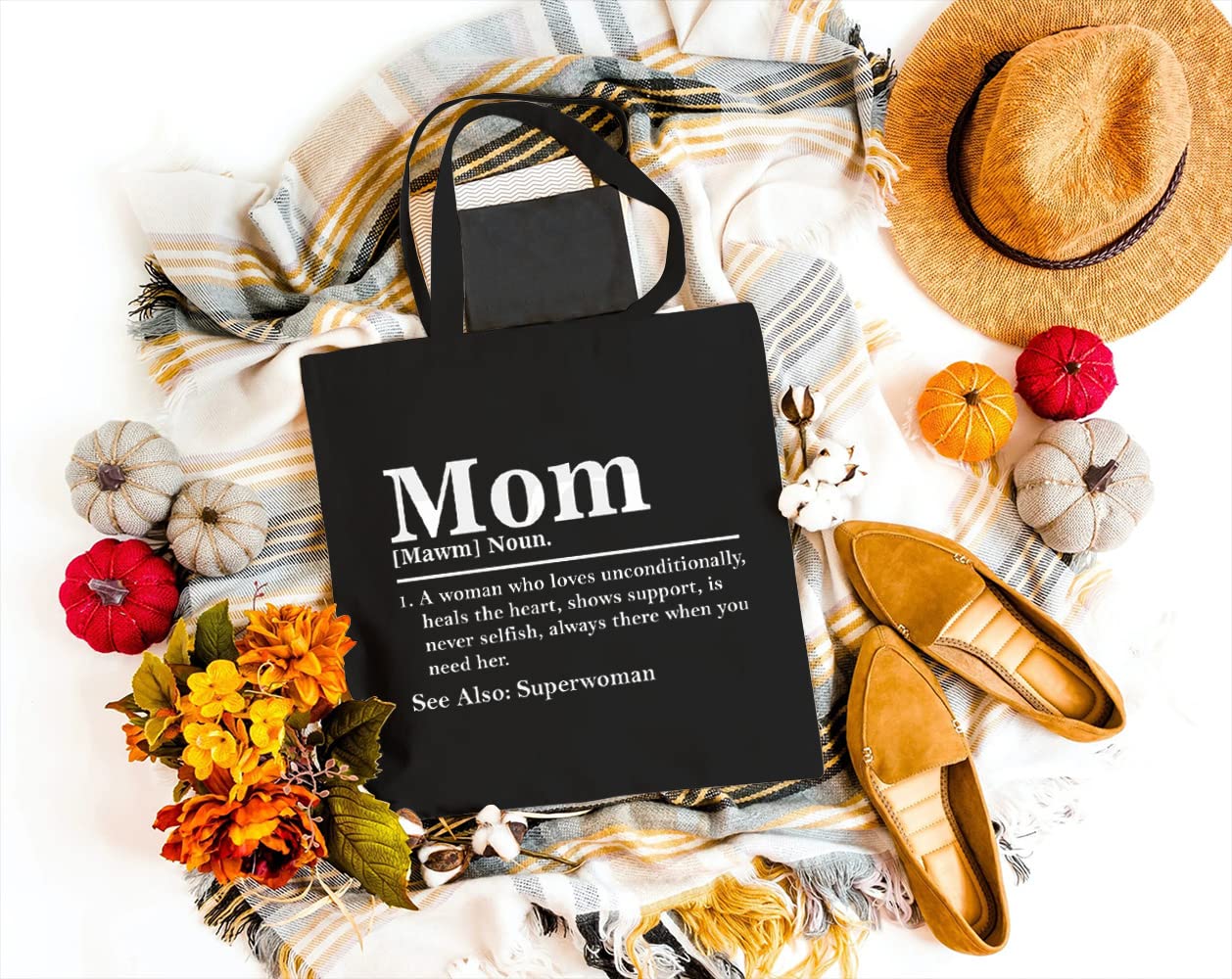 Mom Definition Canvas Tote Bag - Reusable Grocery Shopping Bag for Women, Perfect Work & Errand Shoulder Bag - Great Mothers Day Gift for Mama - Ideal for Grocery Trips, Beach Outings & Daily Commute