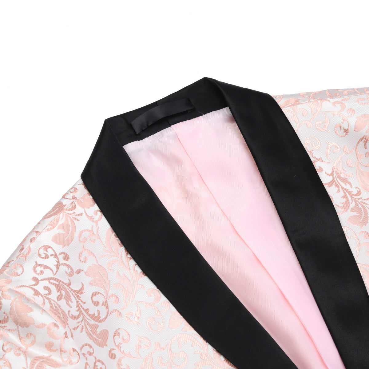 Men's Pink Floral Jacquard Tuxedo Blazer - Elegant Printed Dress Suit Jacket for Weddings, Parties & Formal Events
