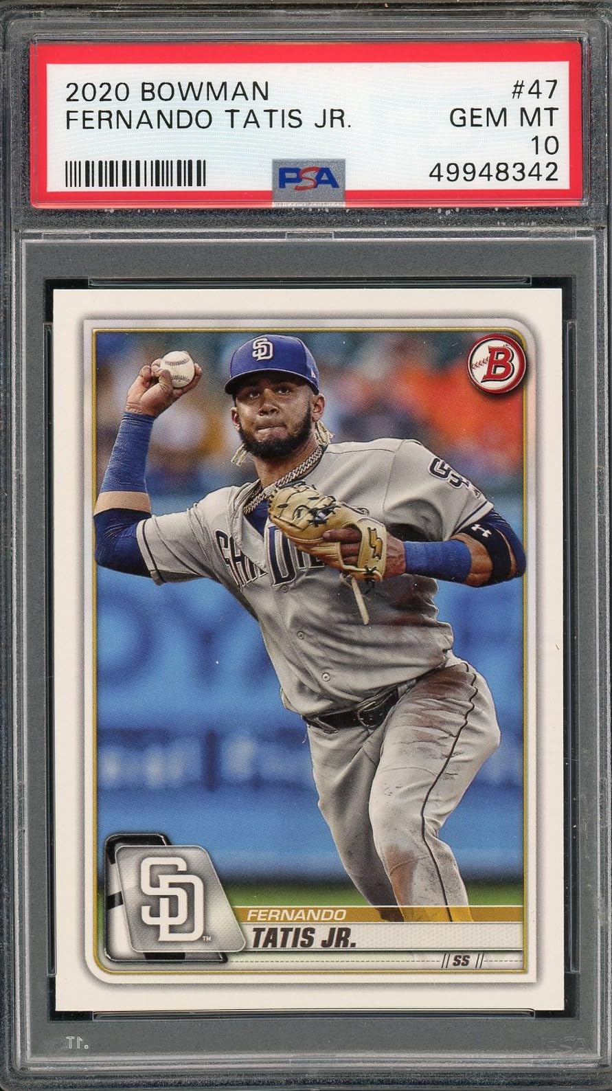 2020 Bowman Fernando Tatis Jr #47 Baseball Card PSA 10 Gem Mint - Perfect for Collectors, Investment & Sports Memorabilia Displays