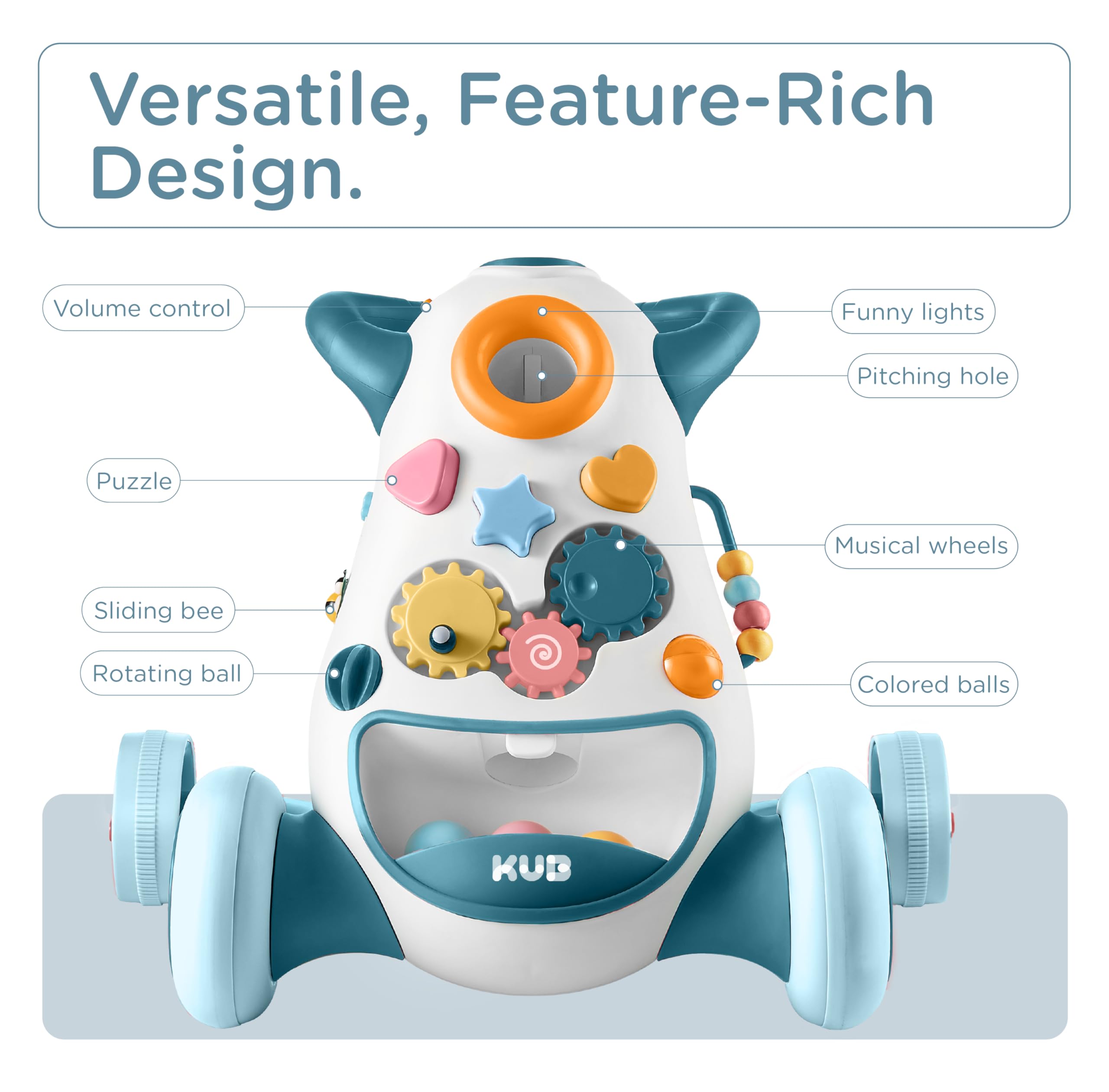 Montessori Baby Walker Push Toy for Toddlers - Interactive Learning Walking Toy with Soft Music, Lights & Adjustable Speed | Non-Slip Wheels Educational Activity Center | Perfect for Home Playroom & Daycare Development