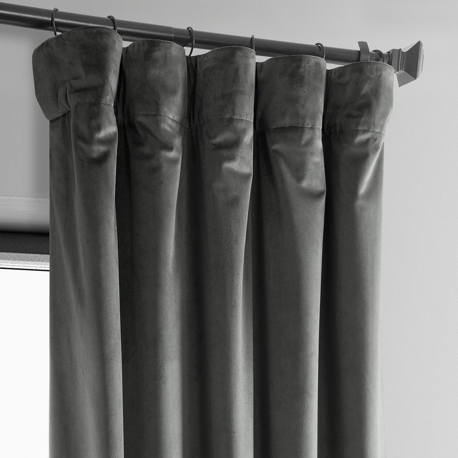 Pepper Grey Heritage Plush Velvet Blackout Curtains - Thermal Insulated Sound Reducing Drapes for Bedroom, Living Room & Nursery (Set of 2 Panels)