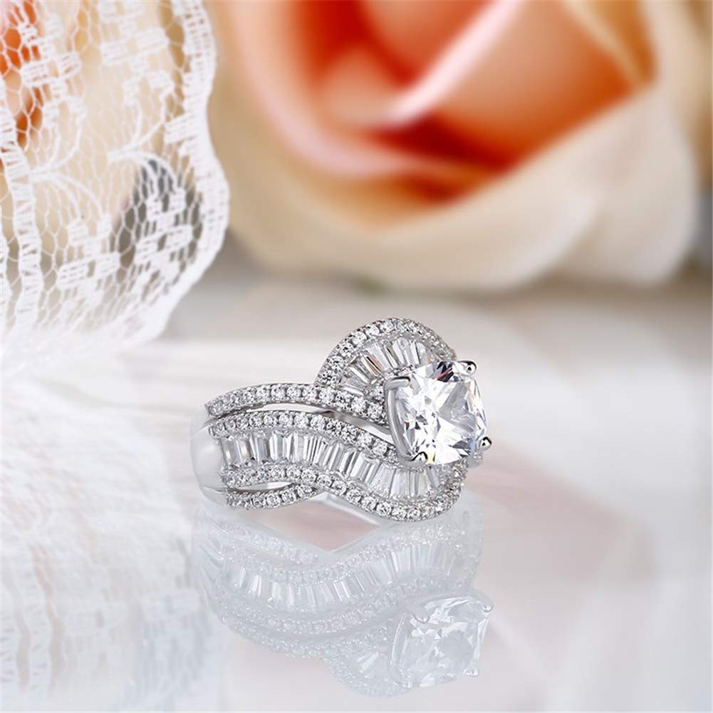 Jeulia 6 Carat Halo Cushion Cut Engagement Ring - Vintage 925 Sterling Silver Twisted Wedding Band with Cubic Zirconia - Anniversary Promise Ring for Women - Perfect for Proposals, Weddings & Special Occasions - Includes Jewelry Gift Box