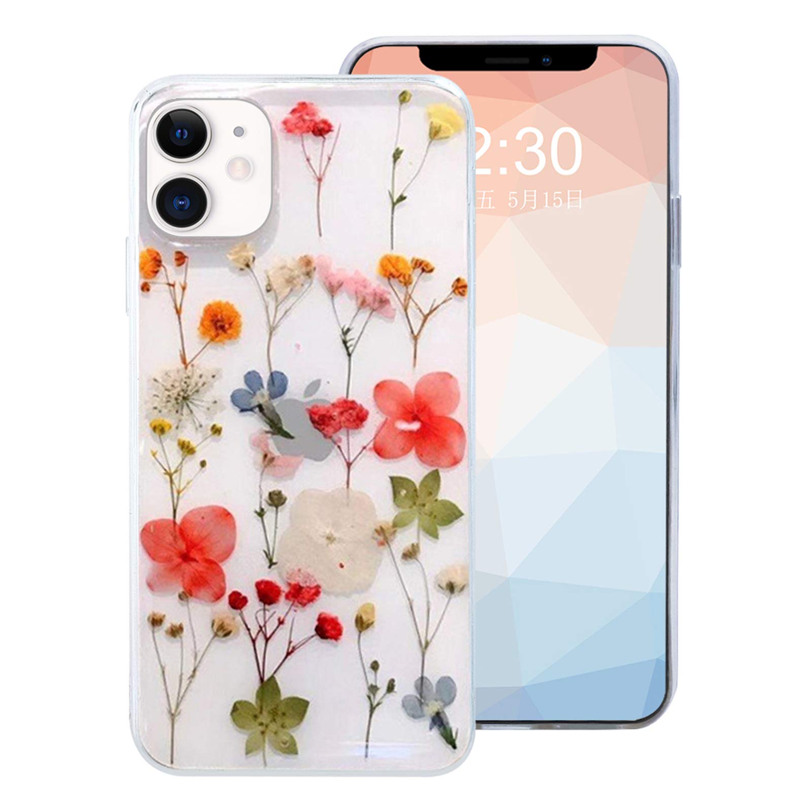 Omorro iPhone 8 Plus/7 Plus Floral Phone Case with Real Pressed Flowers - Slim Silicone TPU Protective Cover for Women & Girls (Red) - Perfect for Spring Fashion, Daily Use & Gift Giving