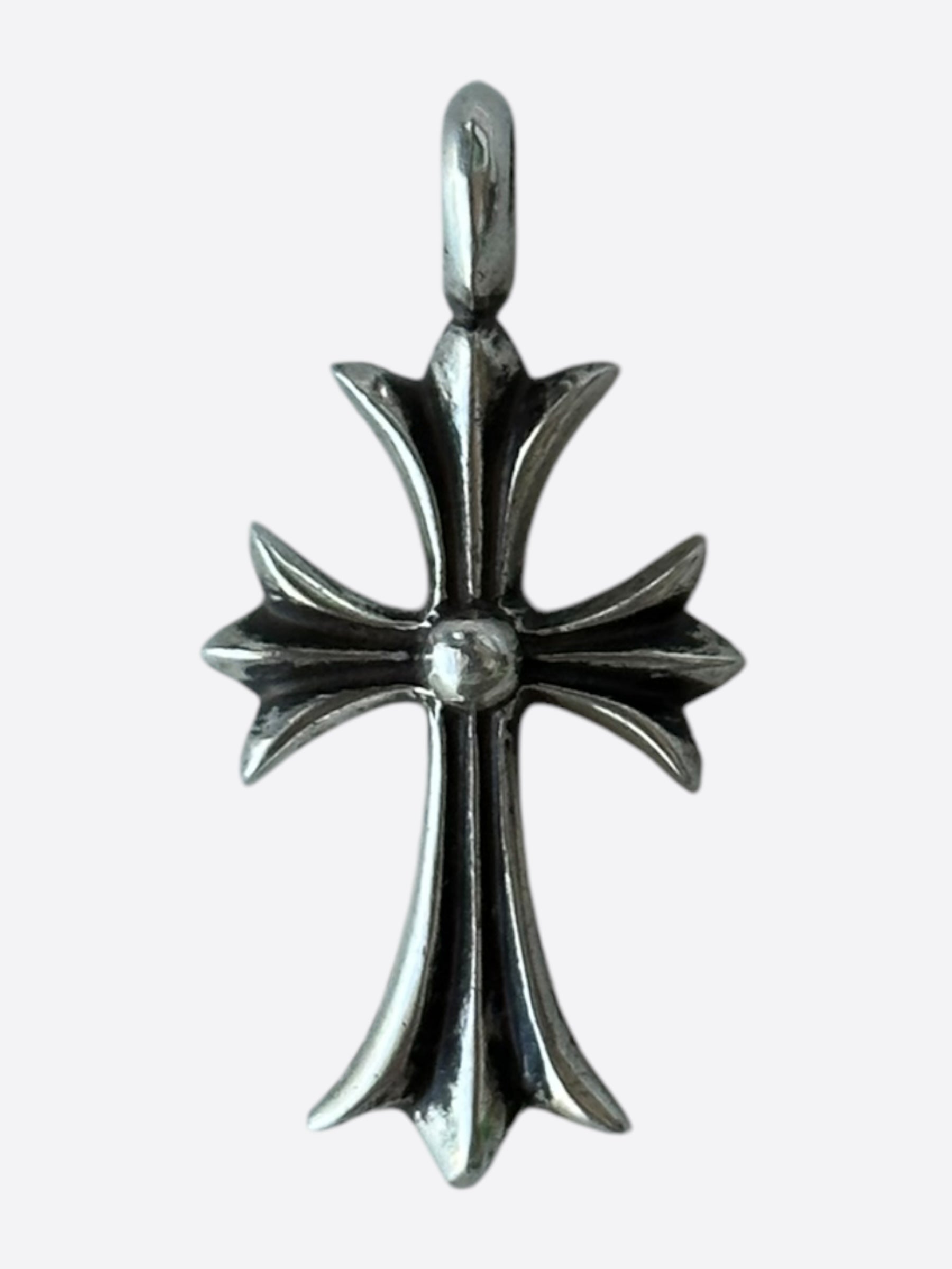 Chrome Hearts Sterling Silver & Black Diamond Tiny Cross Pendant Necklace for Women - Elegant Gothic Jewelry Gift for Birthday, Anniversary & Special Occasions