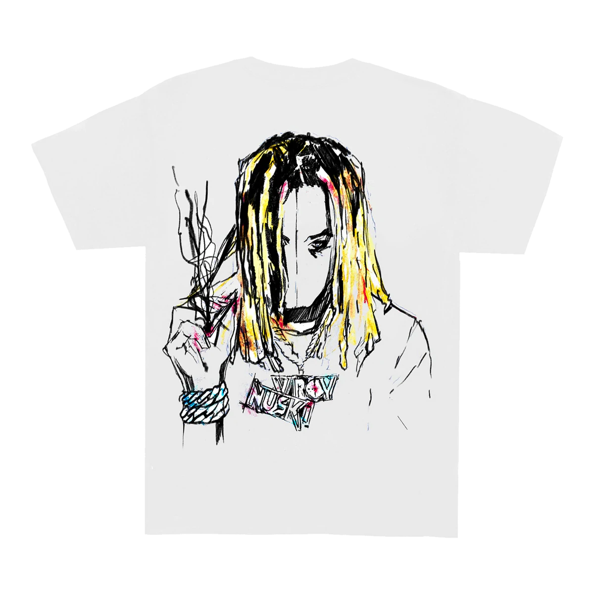 Revenge x Lil Durk White Multi Graphic Tee - Hip Hop Streetwear for Concerts & Casual Outfits