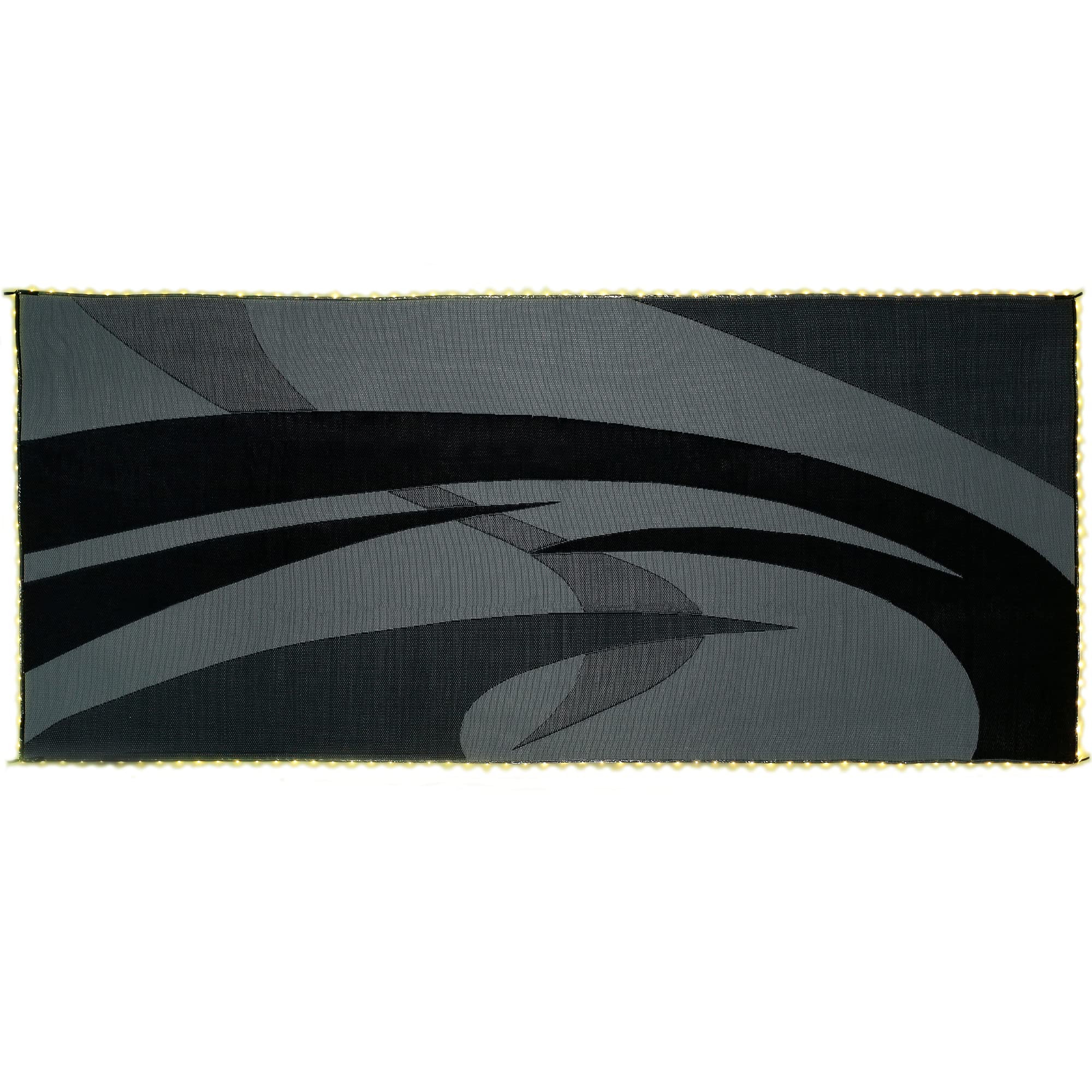Premium 8ft x 18ft LED Illuminated Outdoor Patio Mat - Waterproof Camping Rug for RV, Backyard, Deck & Poolside - Stylish Black/White Design - Weather-Resistant & Durable for All Seasons