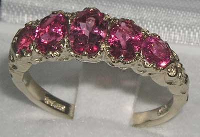 925 Sterling Silver Genuine Pink Tourmaline Women's Band Ring - Elegant Stackable Jewelry for Everyday Wear & Gift Giving